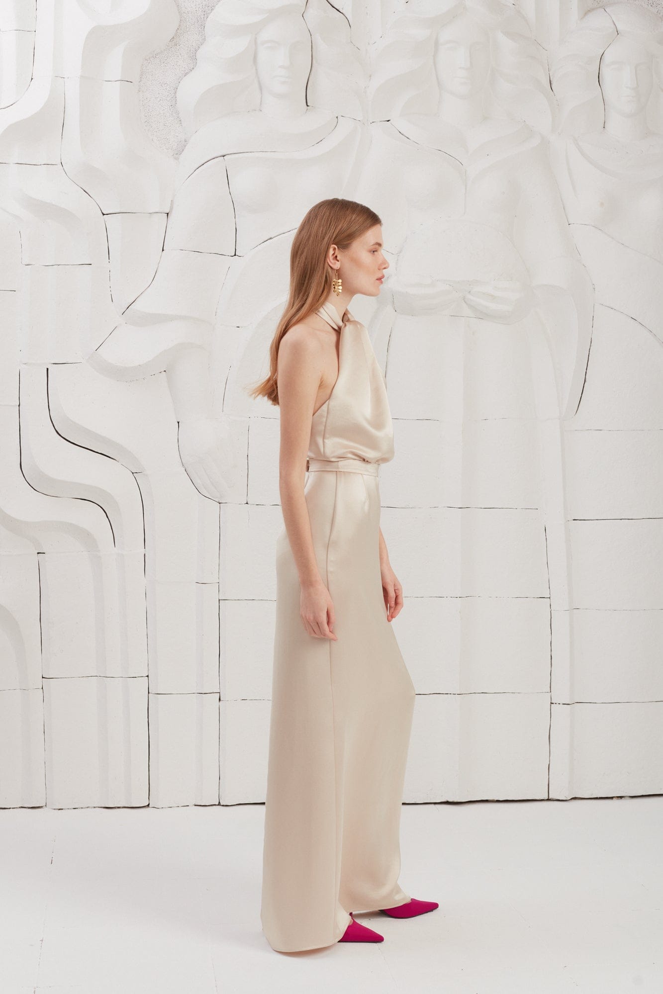 ELONA champagne satin evening maxi dress made by UNDRESS