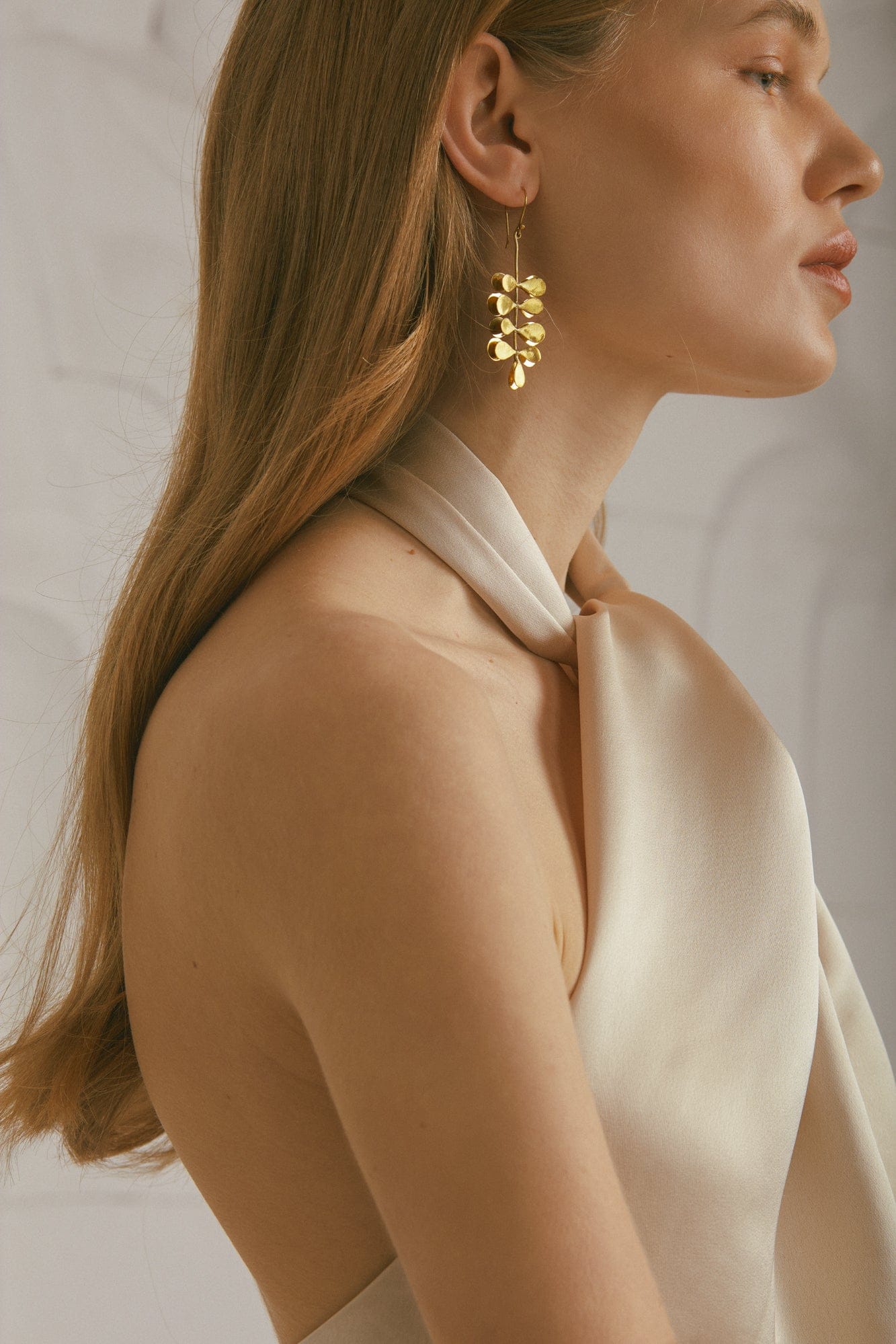 ELONA champagne satin evening maxi dress made by UNDRESS