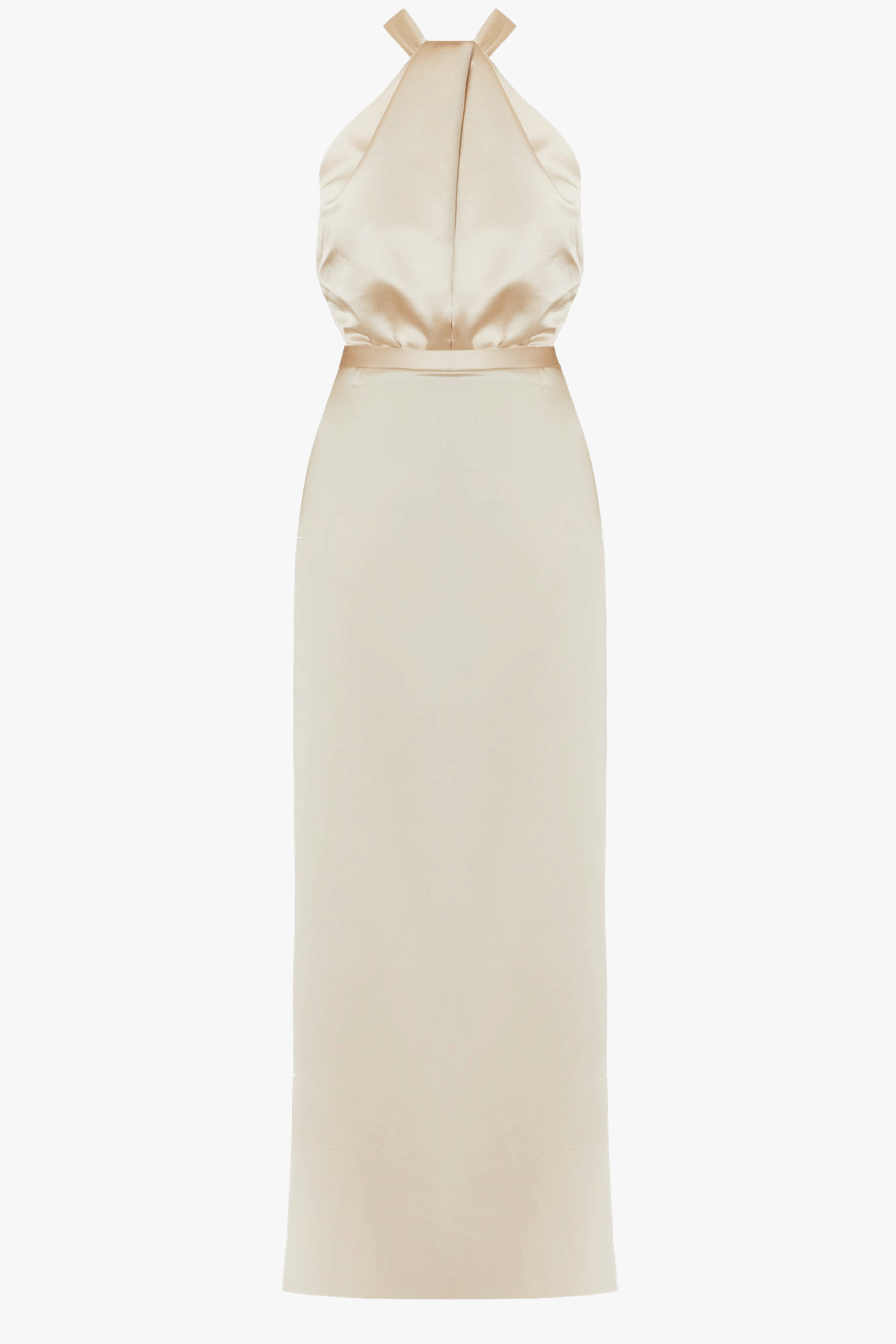 ELONA champagne satin evening maxi dress made by UNDRESS