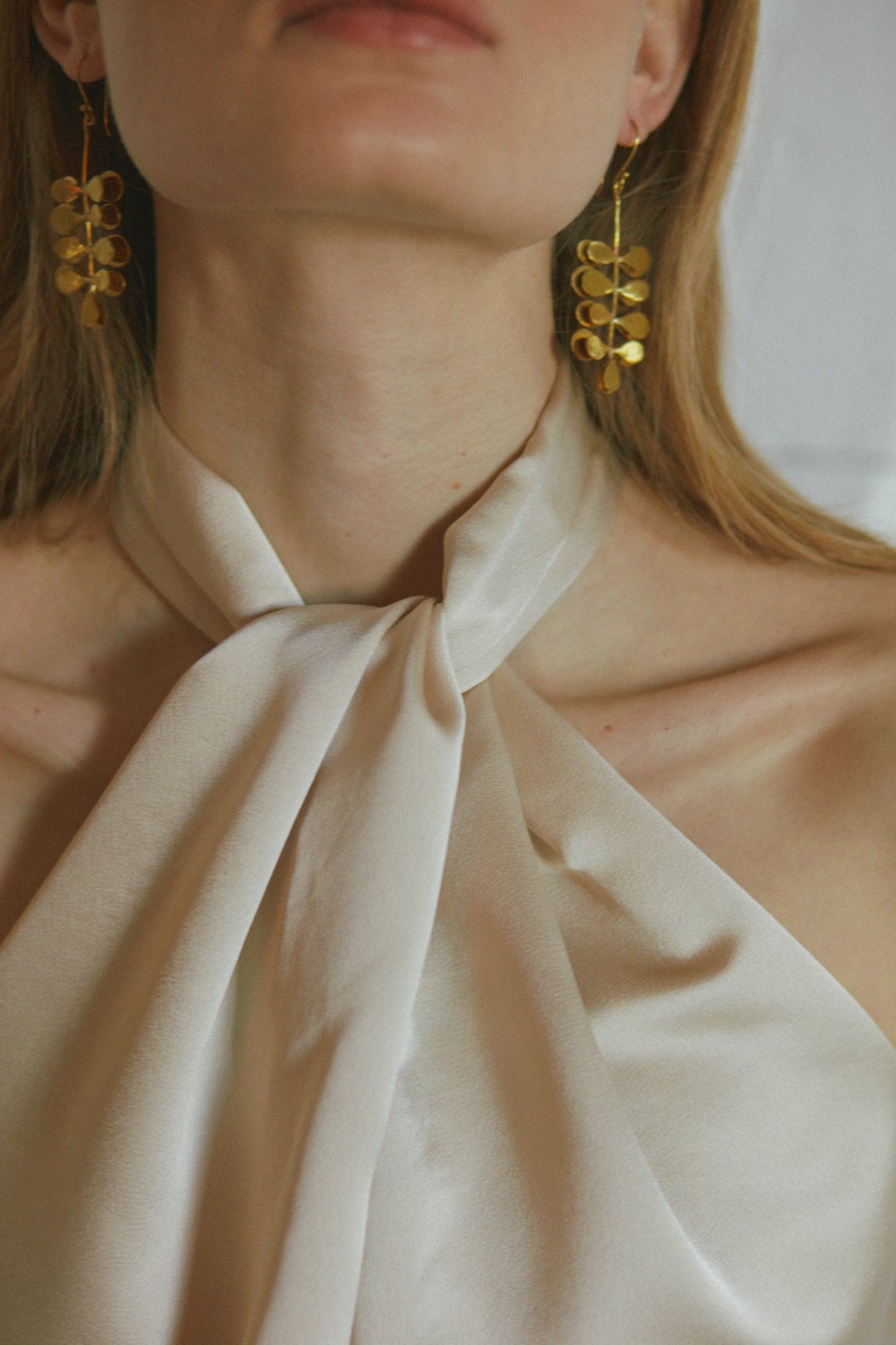 ELONA champagne satin evening maxi dress made by UNDRESS