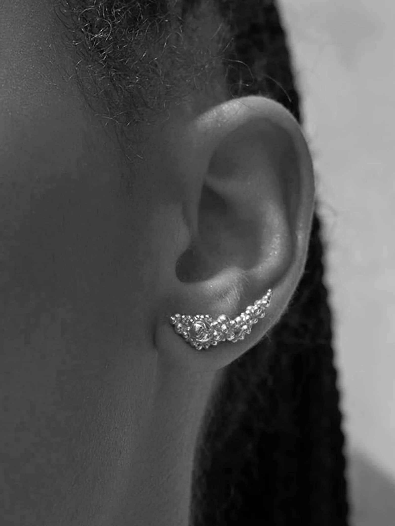 Céleste Deux Asymmetrical Stud Earrings Silver made by Eva Remenyi