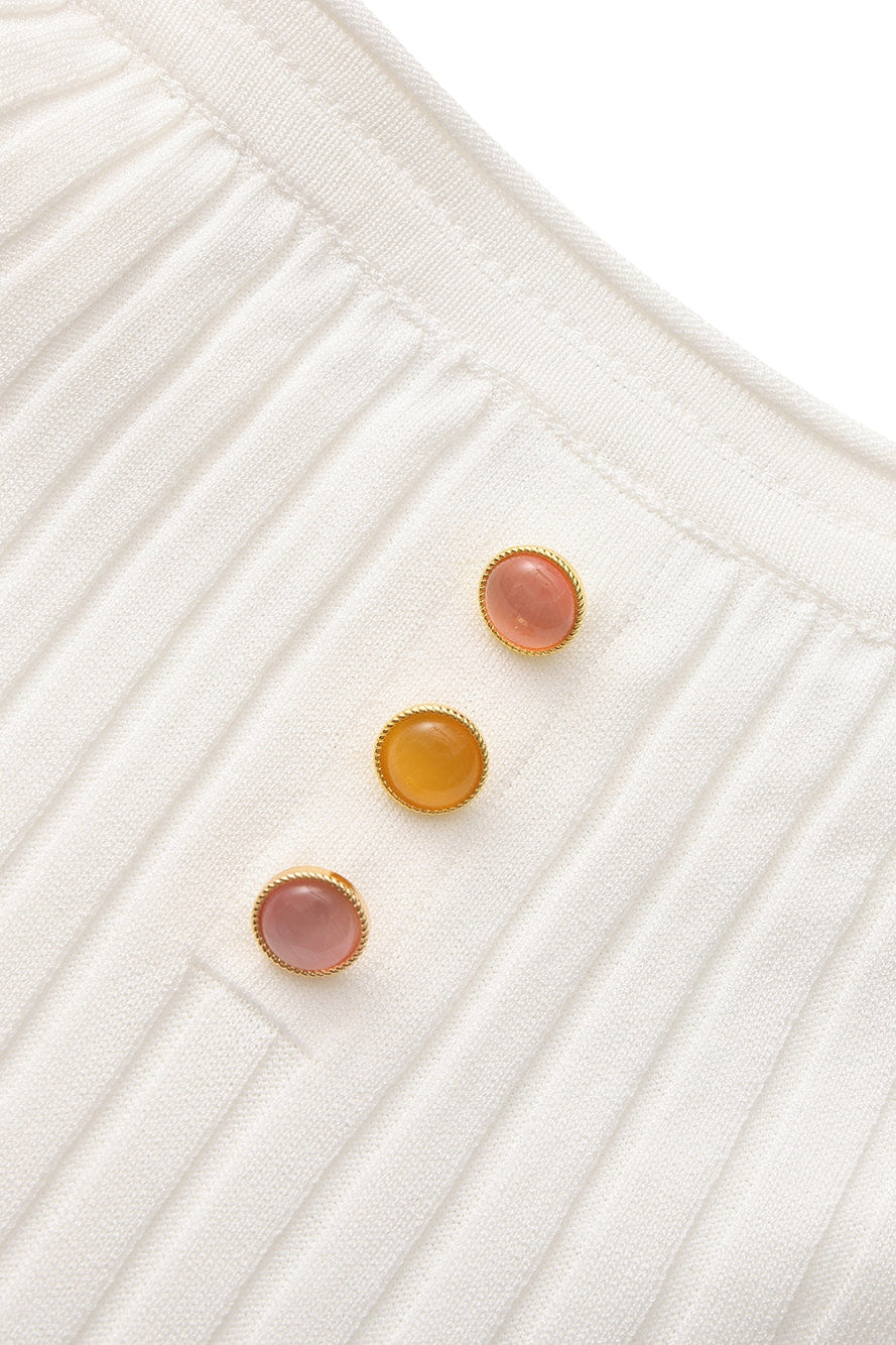 Ava Reverse Halter White Knit Flared Dress made by Nana Jacqueline