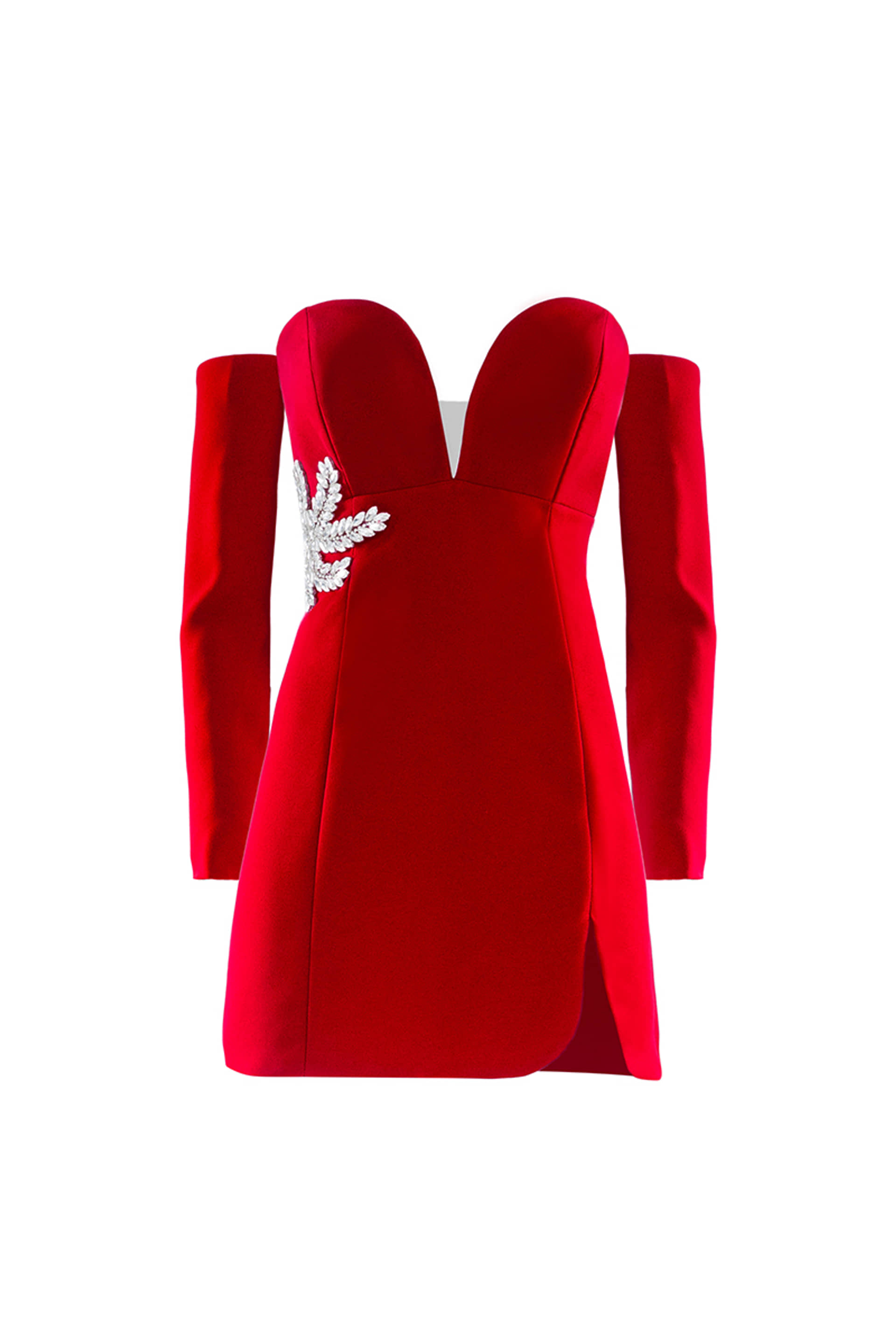 Red Beaded Cocktail Mini Dress made by Monika Dimova