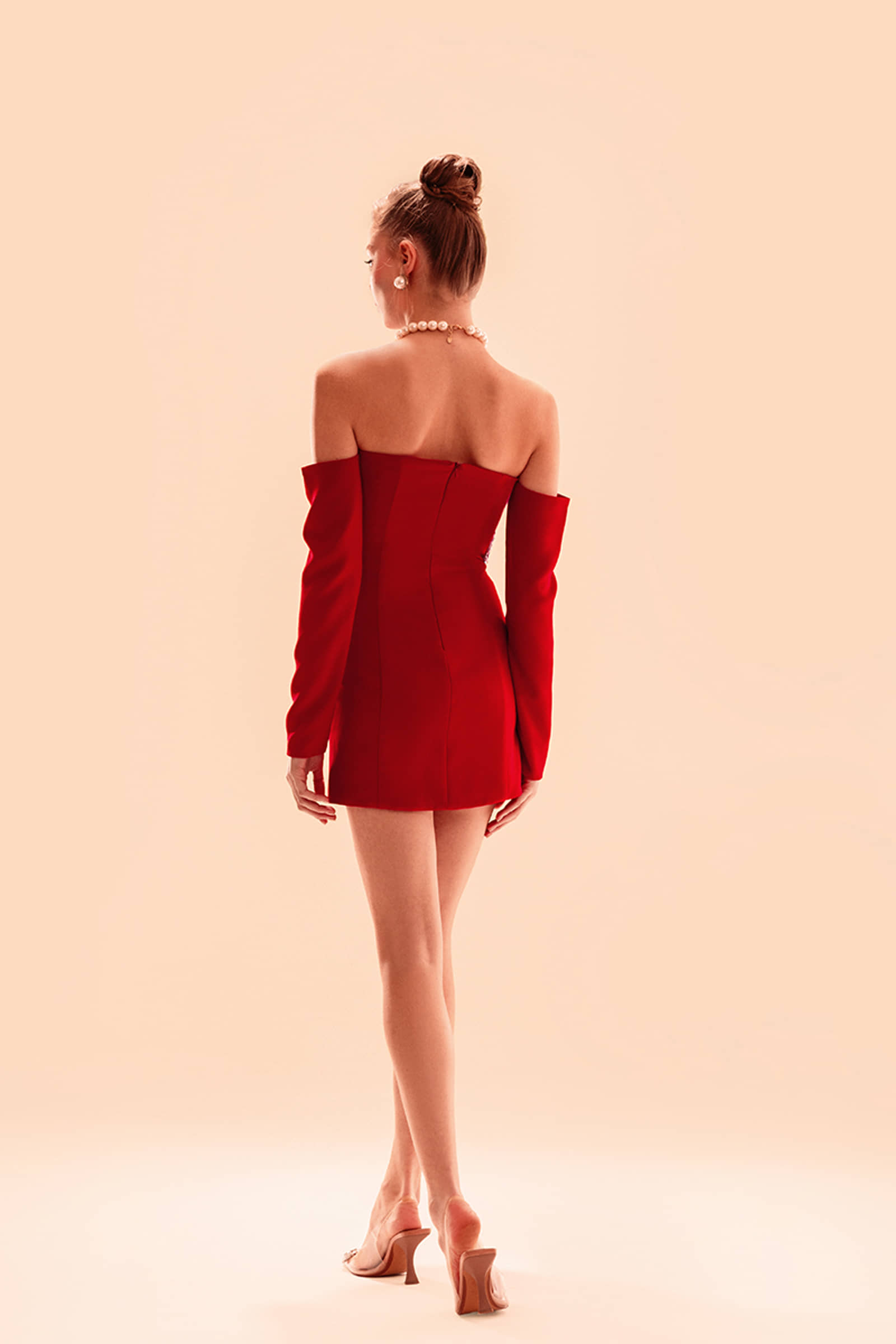 Red Beaded Cocktail Mini Dress made by Monika Dimova