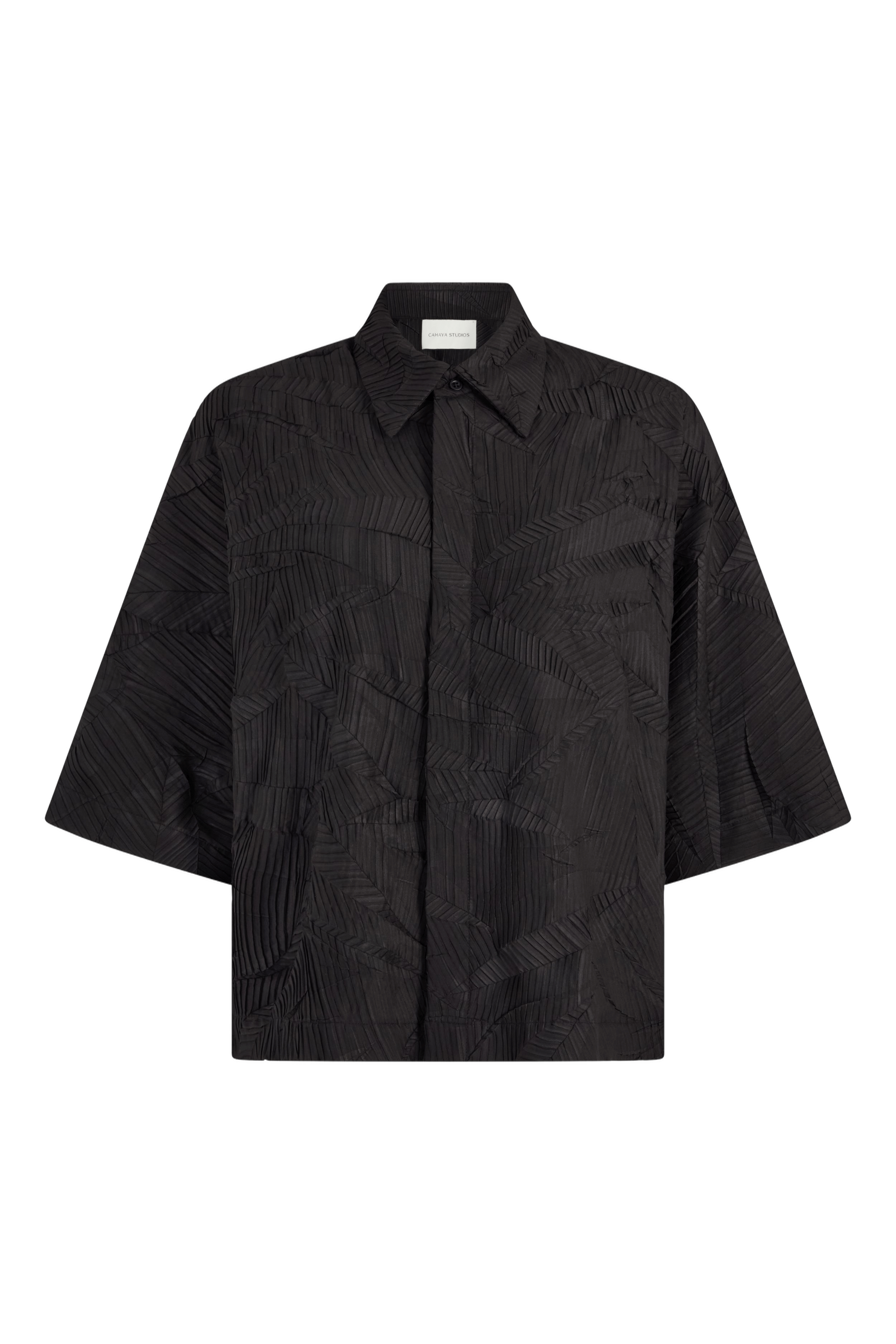 Origami Short-Sleeved  Cropped Shirt - Black made by CAHAYA STUDIOS
