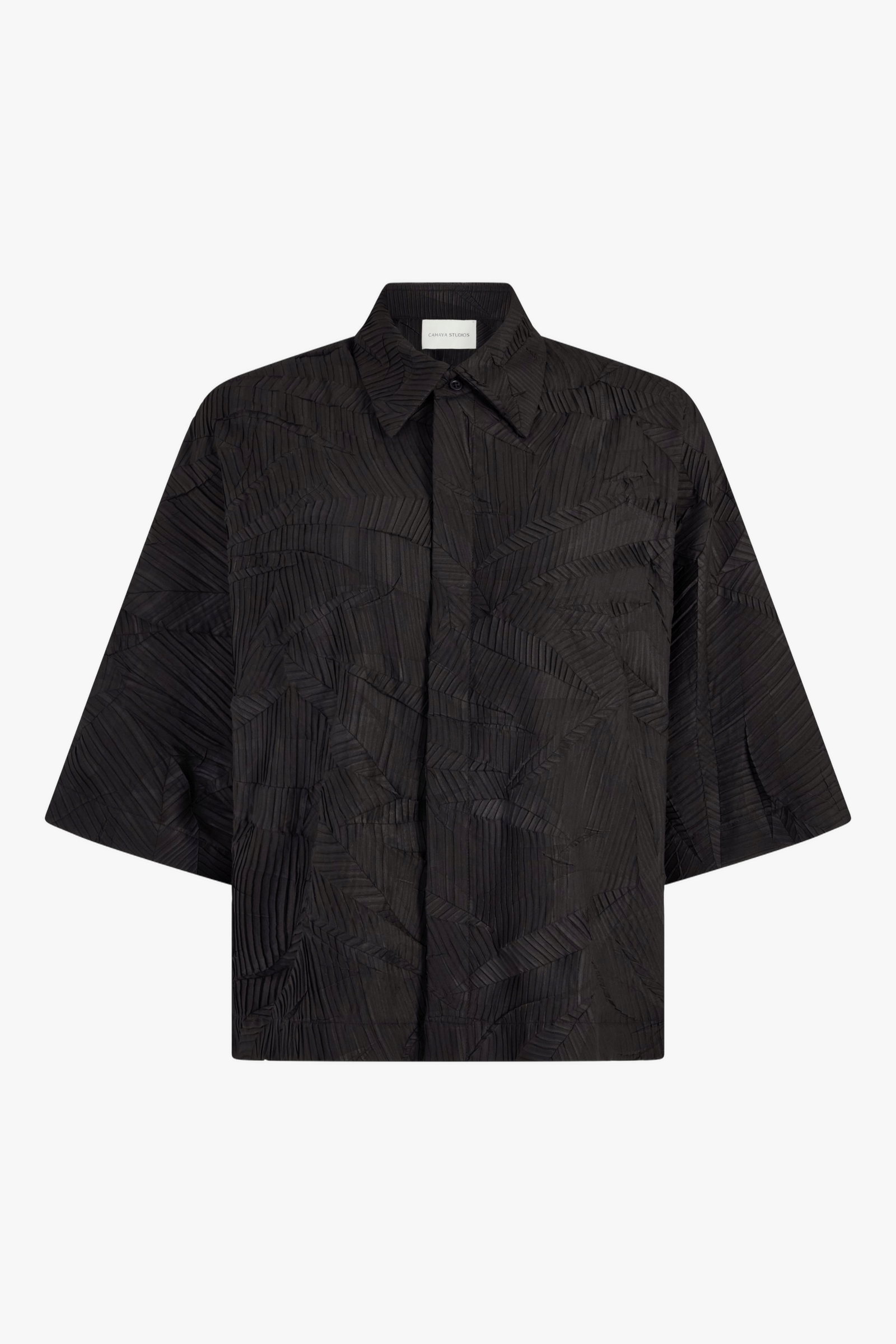 Origami Short-Sleeved Cropped Shirt - Black made by CAHAYA STUDIOS