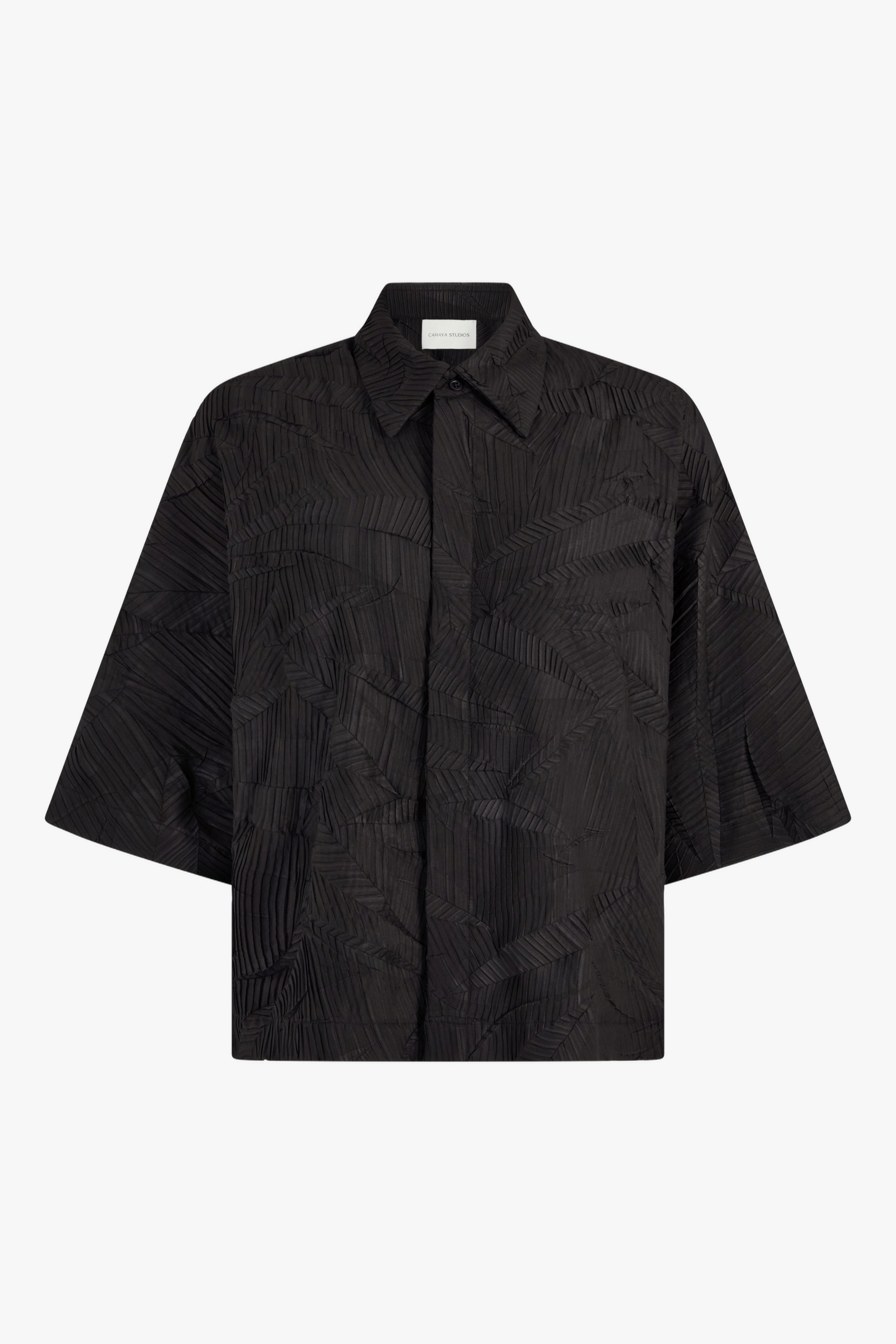 Origami Short-Sleeved Cropped Shirt - Black made by CAHAYA STUDIOS