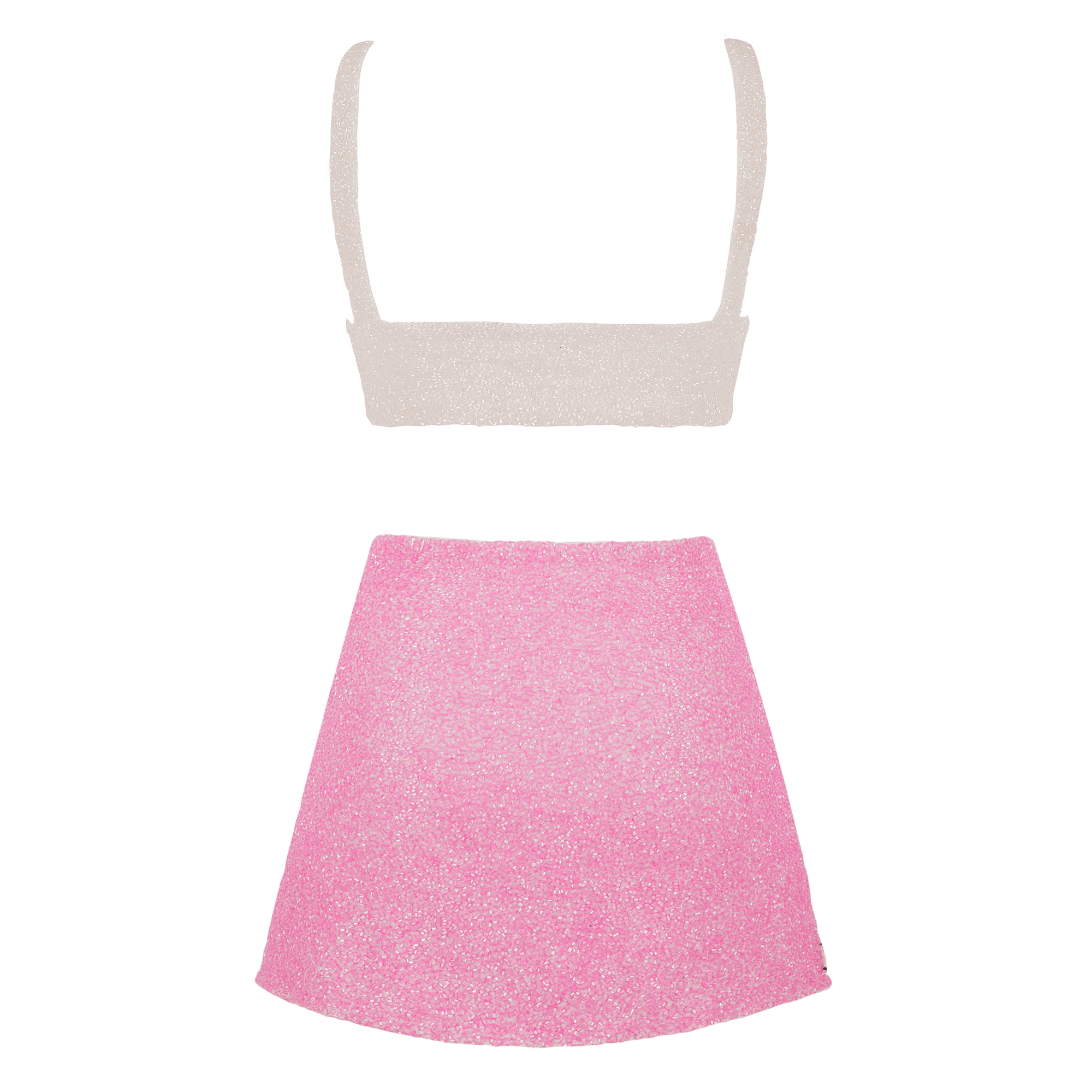 Vegas Beaded Mini Pink Party Beach Co-ord in Pink made by Oceanus Swimwear