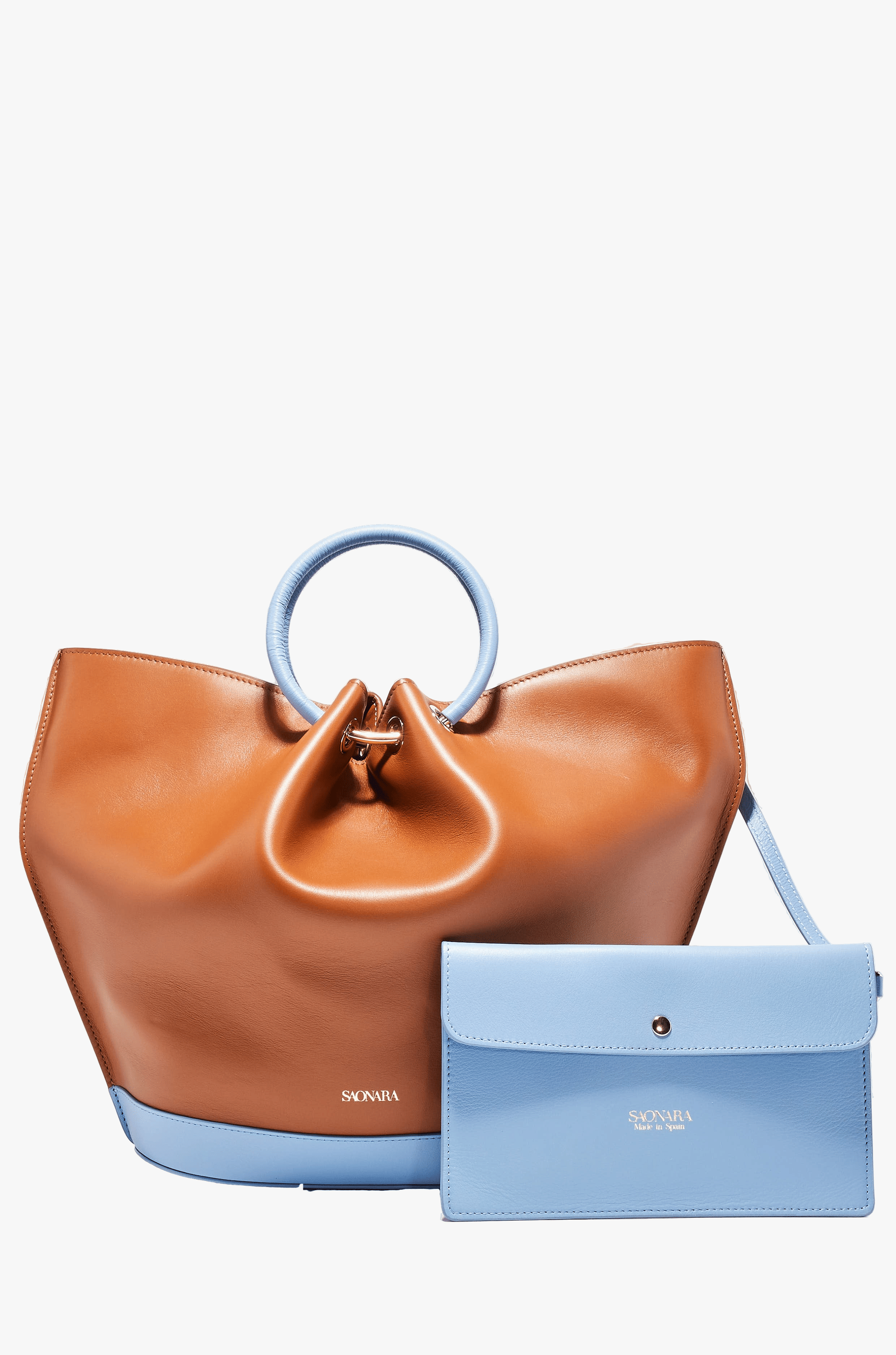 SAONARA CARAMEL CARAMEL/BLUE SKY LEATHER made by Saonara