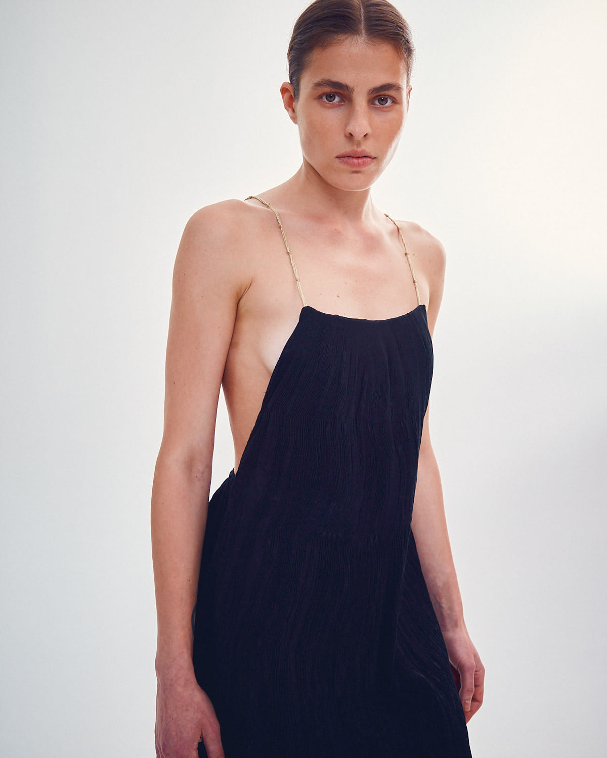 HANDMADE DRESS WITH GOLD KNOTS made by DELEGAN Clothes