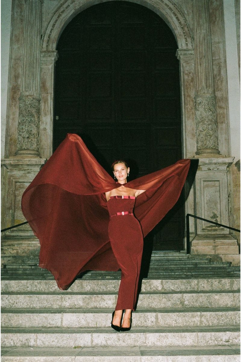 Nana Jacqueline | Demi Bow Dress (Red) | Women's Red Midi dresses