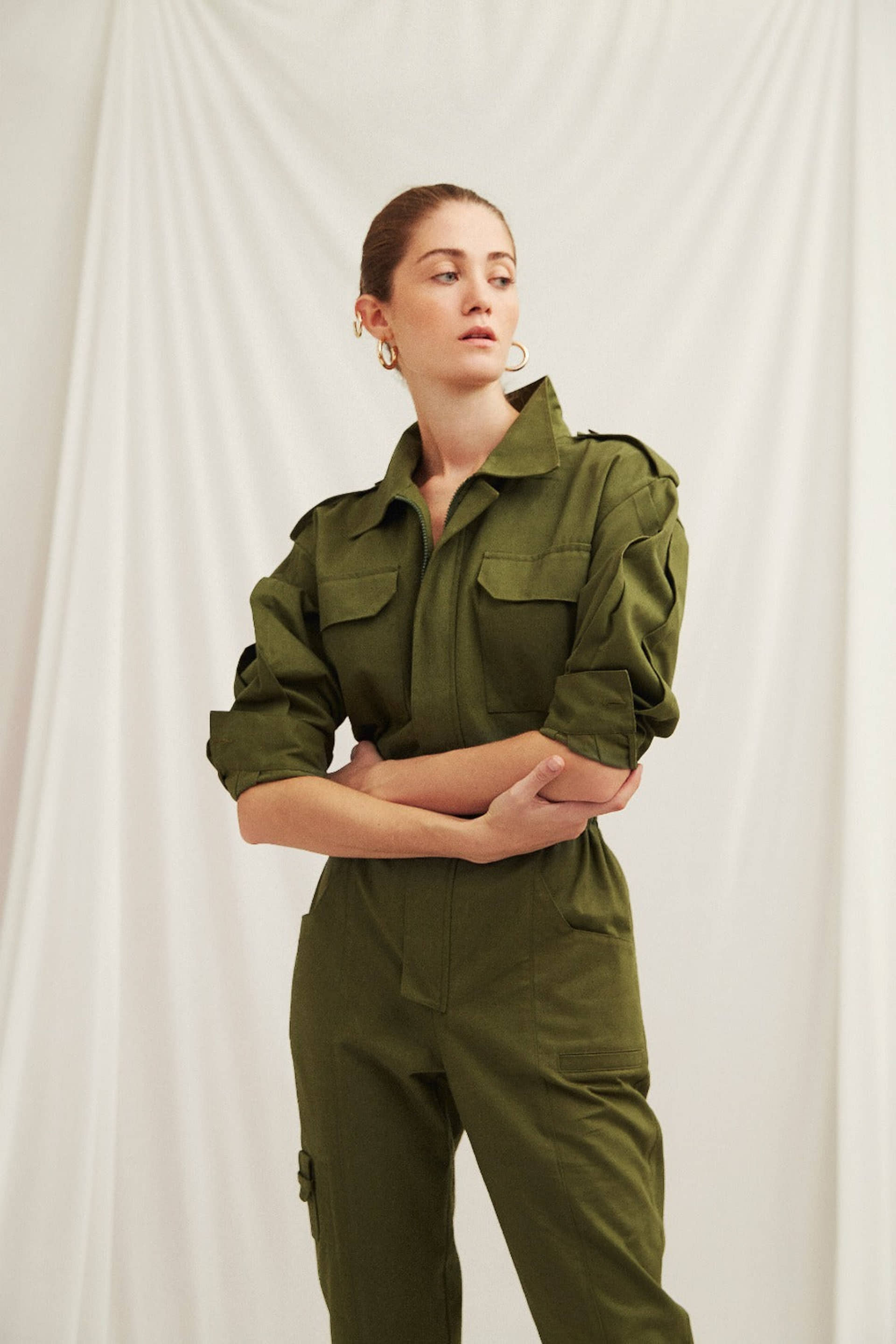 Dorothy Cotton Jumpsuit in Green in Green made by Nazli Ceren