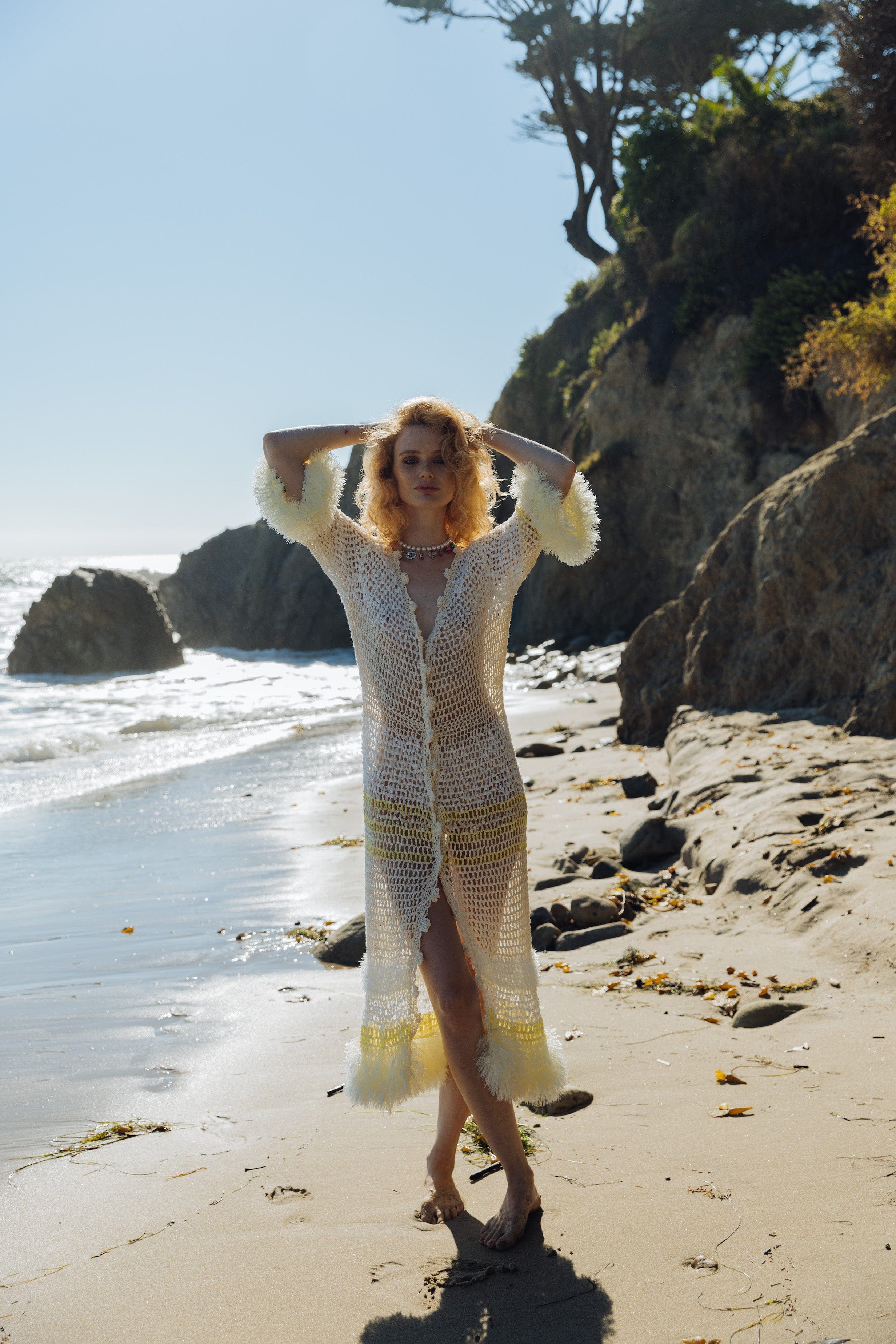 White Malva Handmade Knit Cardigan made by ANDREEVA