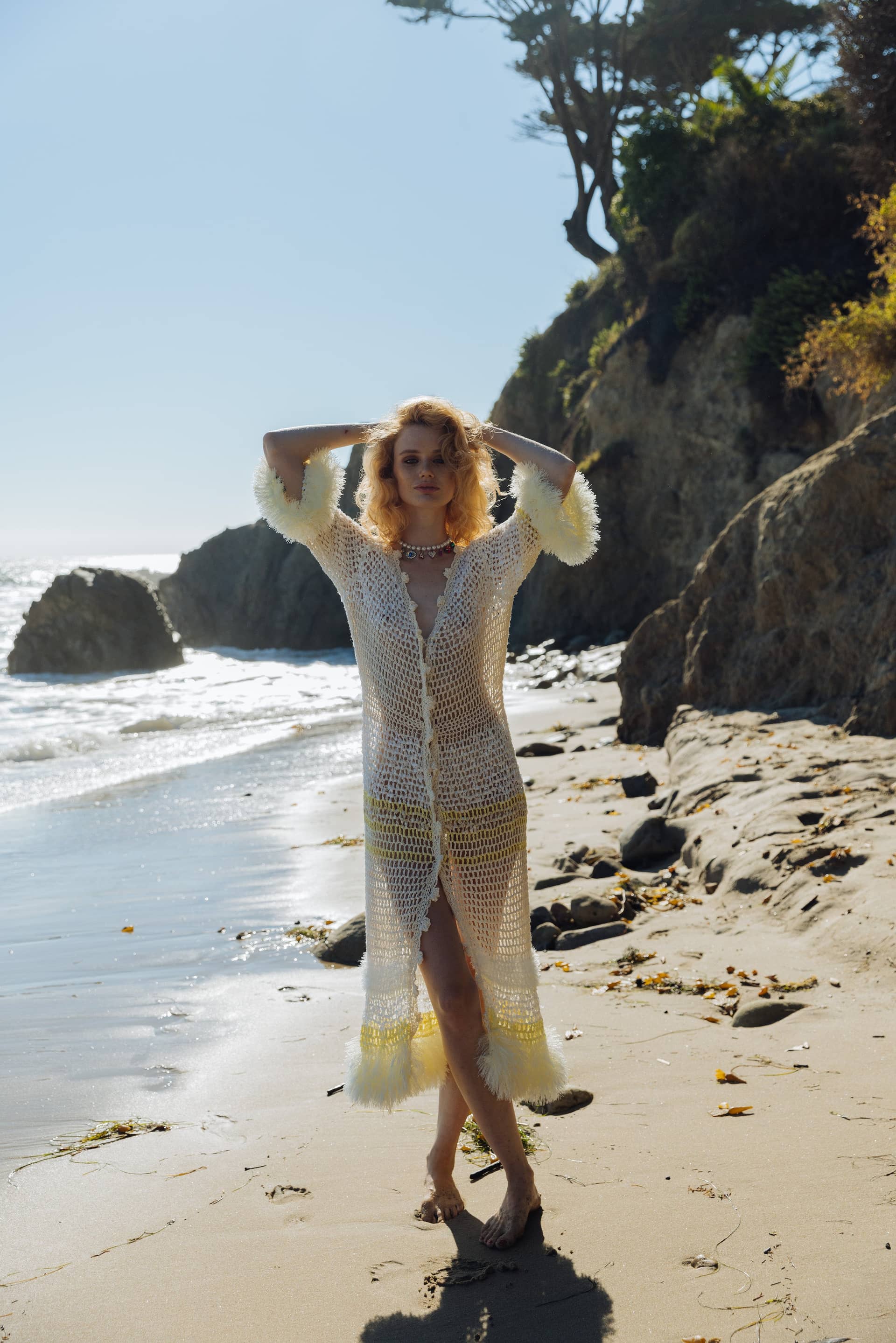 White Malva Handmade Knit Cardigan made by ANDREEVA