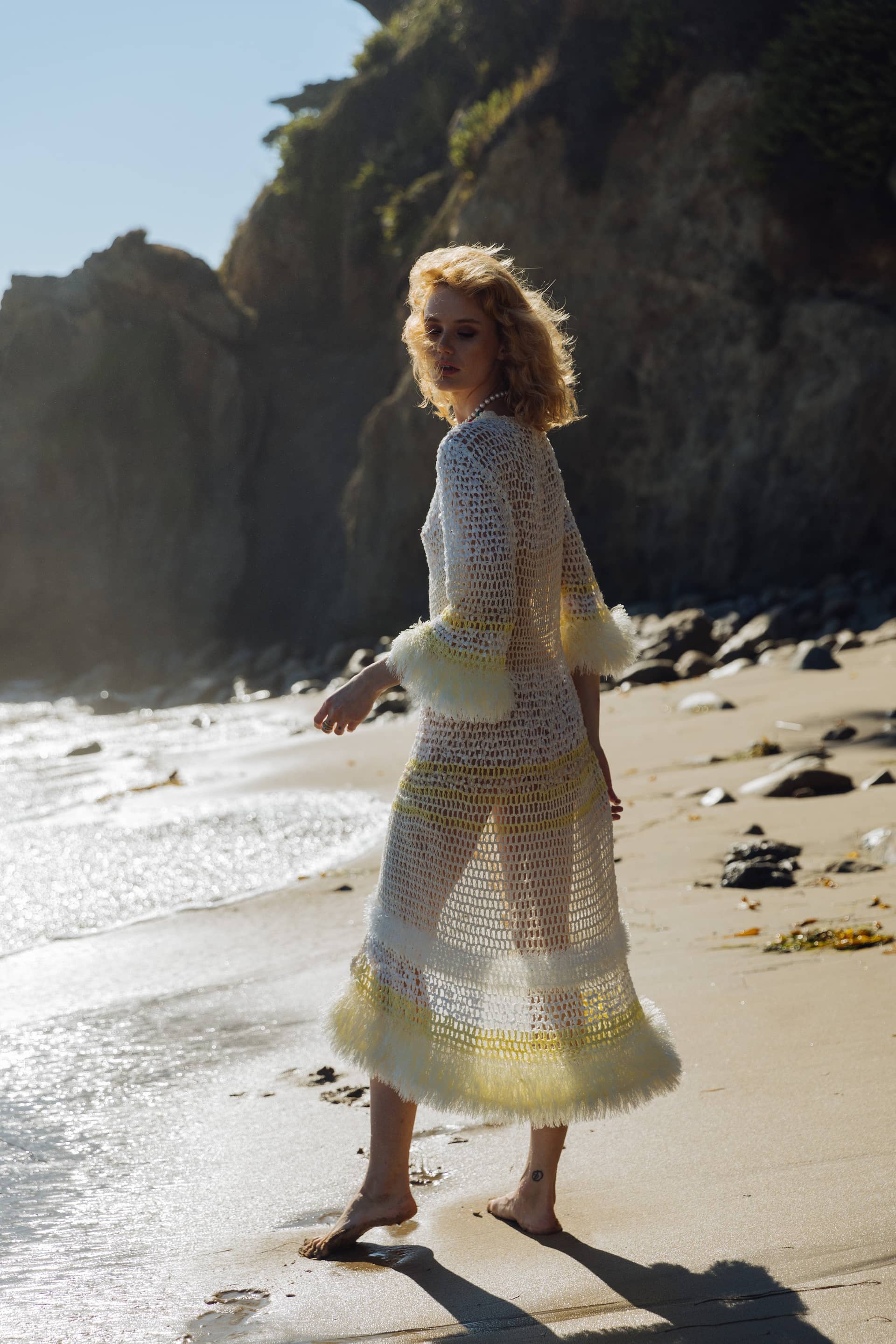 White Malva Handmade Knit Cardigan made by ANDREEVA