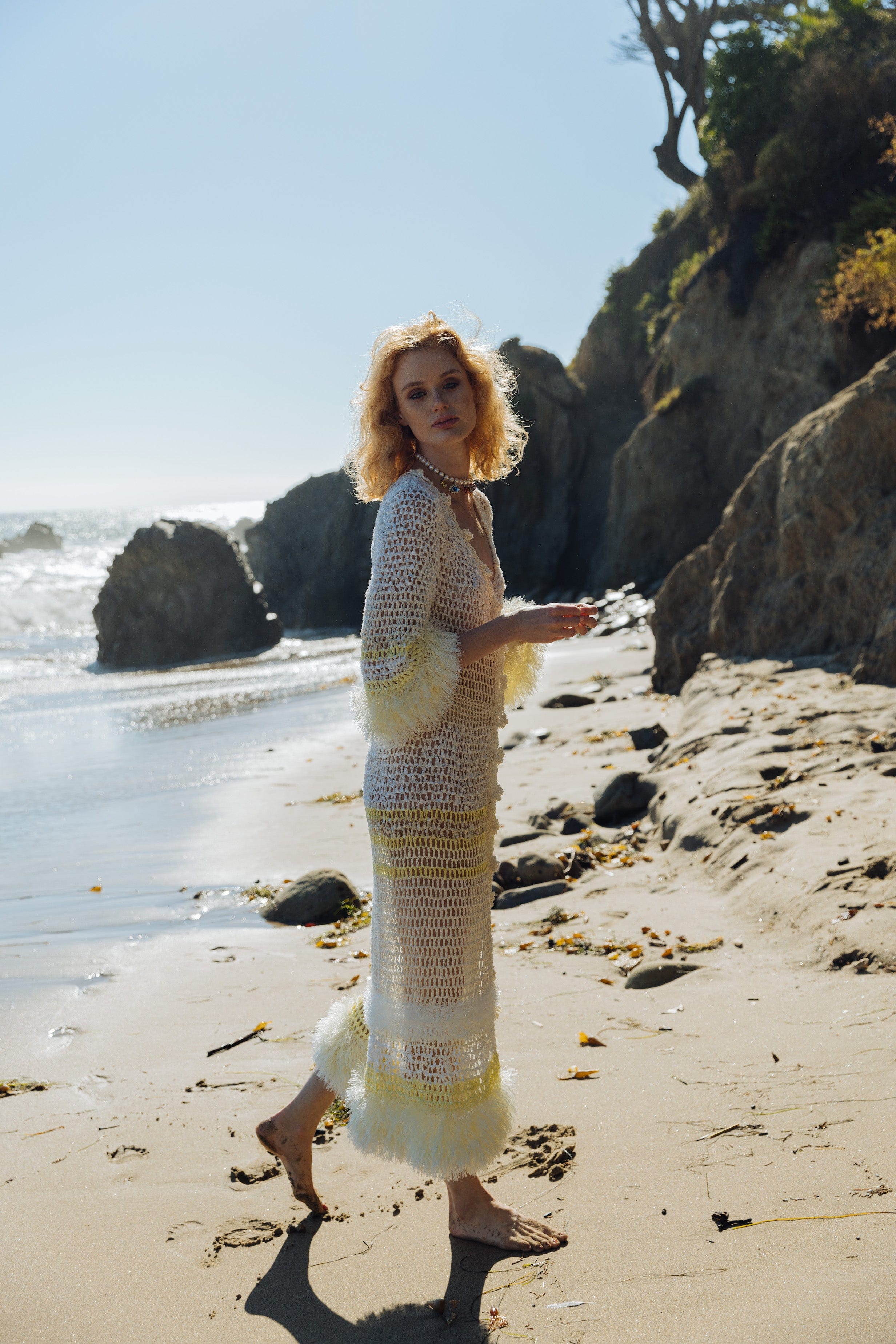 White Malva Handmade Knit Cardigan made by ANDREEVA