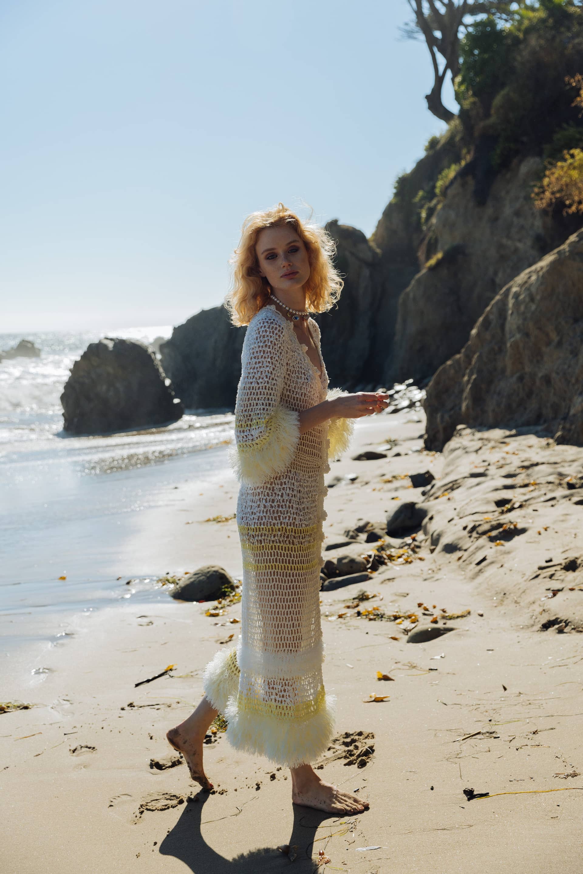 White Malva Handmade Knit Cardigan made by ANDREEVA