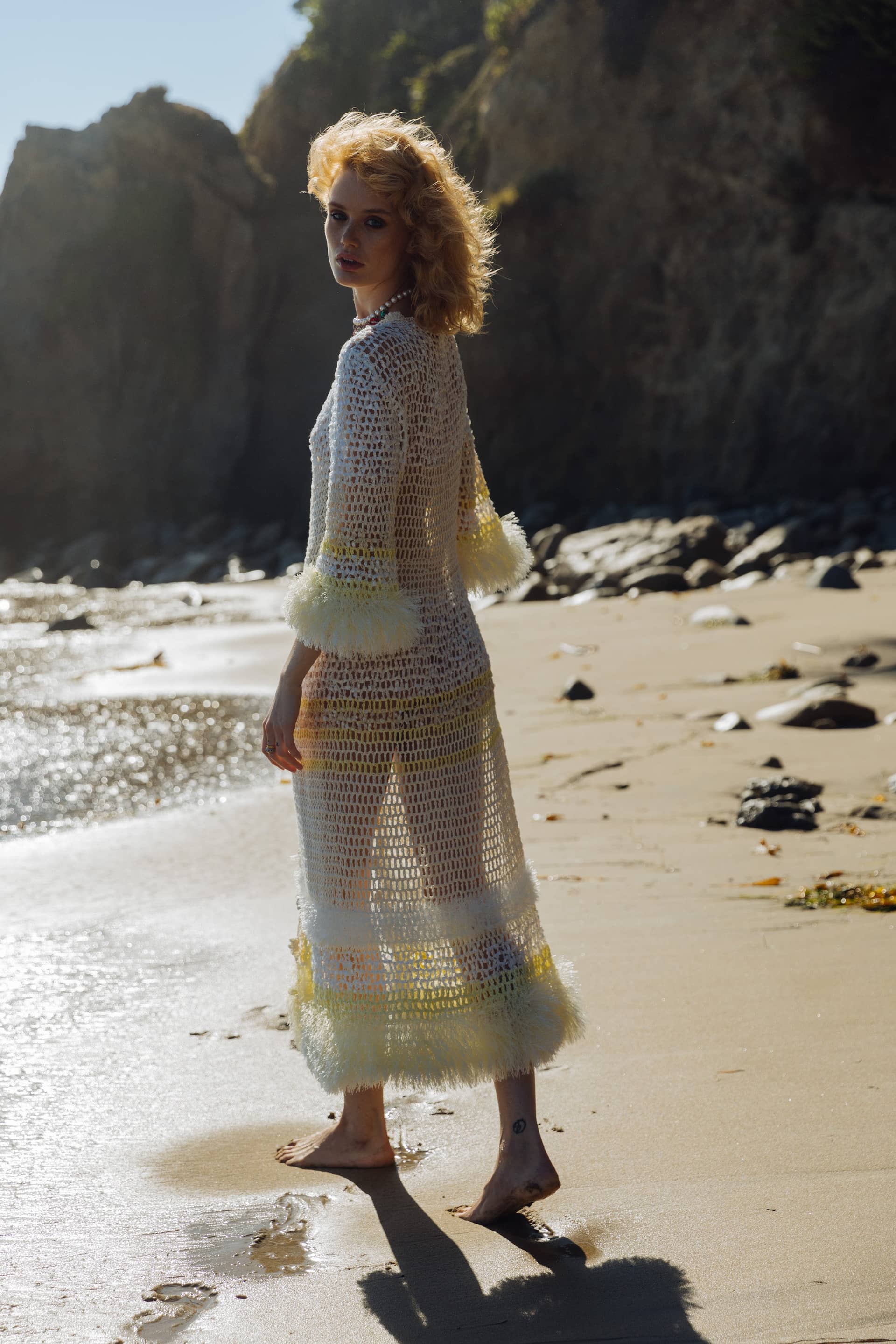 White Malva Handmade Knit Cardigan made by ANDREEVA