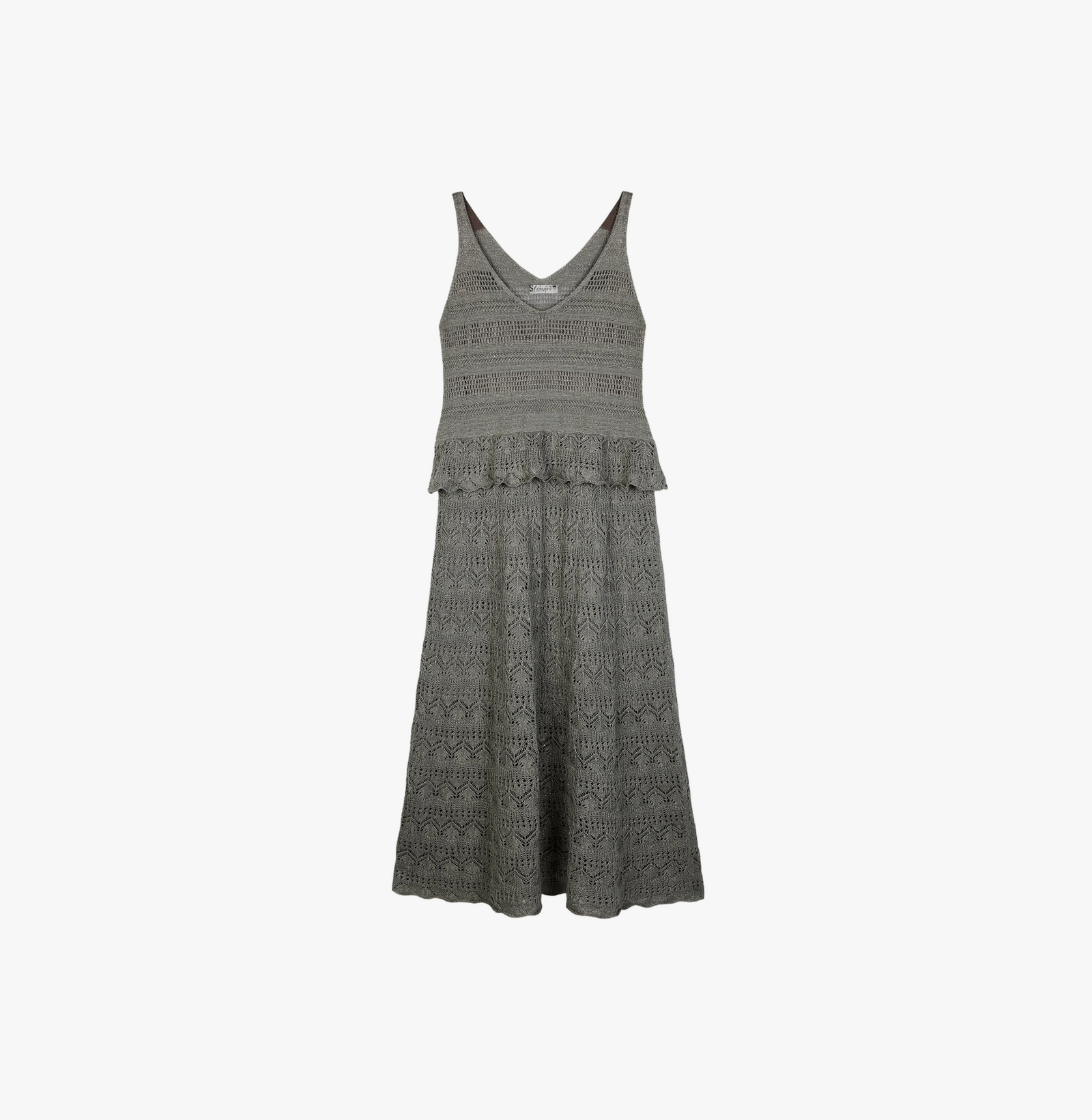 LINEN SEQUINED POINTELLE DRESS made by CRUSH Collection