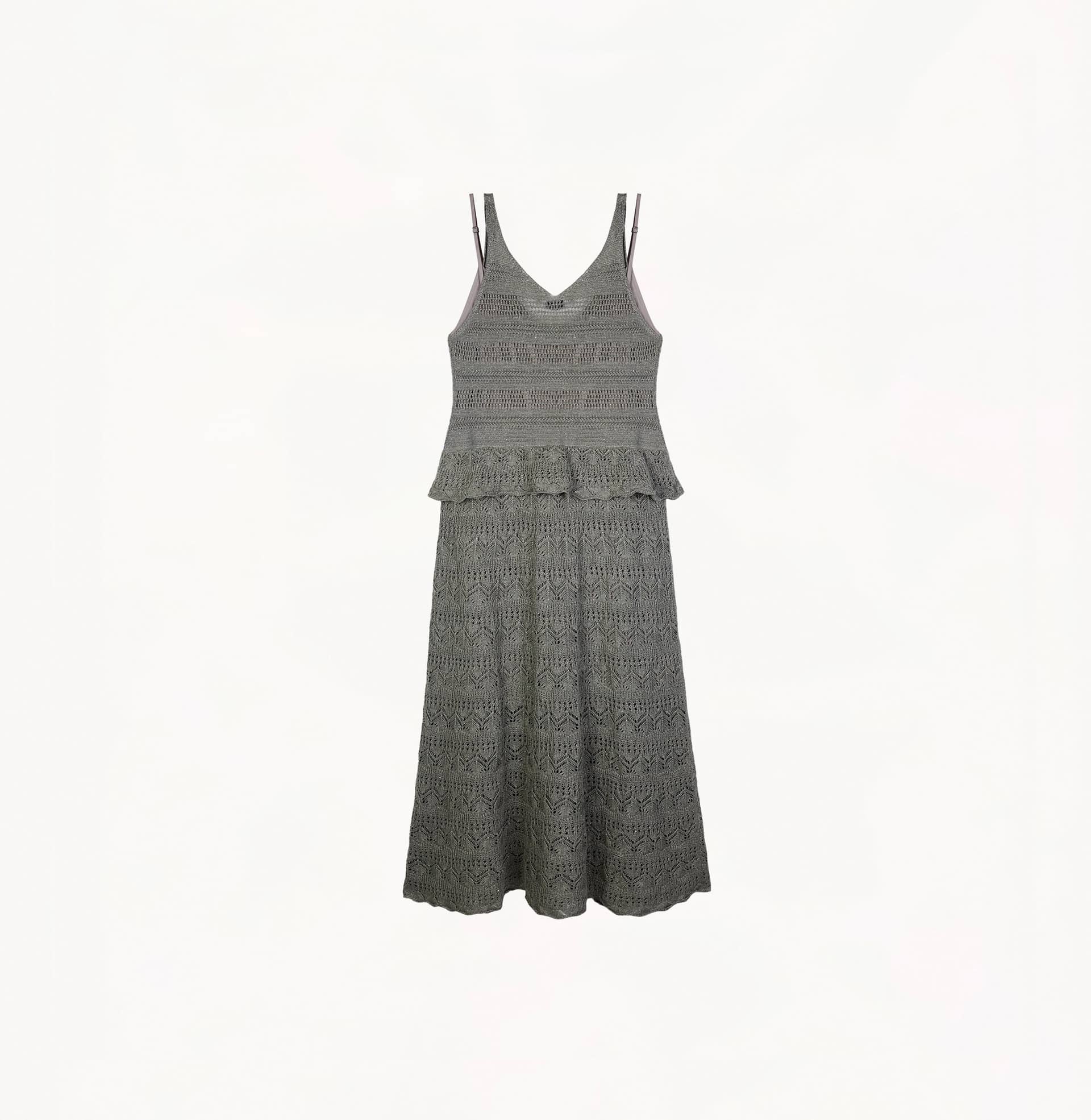 LINEN SEQUINED POINTELLE DRESS made by CRUSH Collection