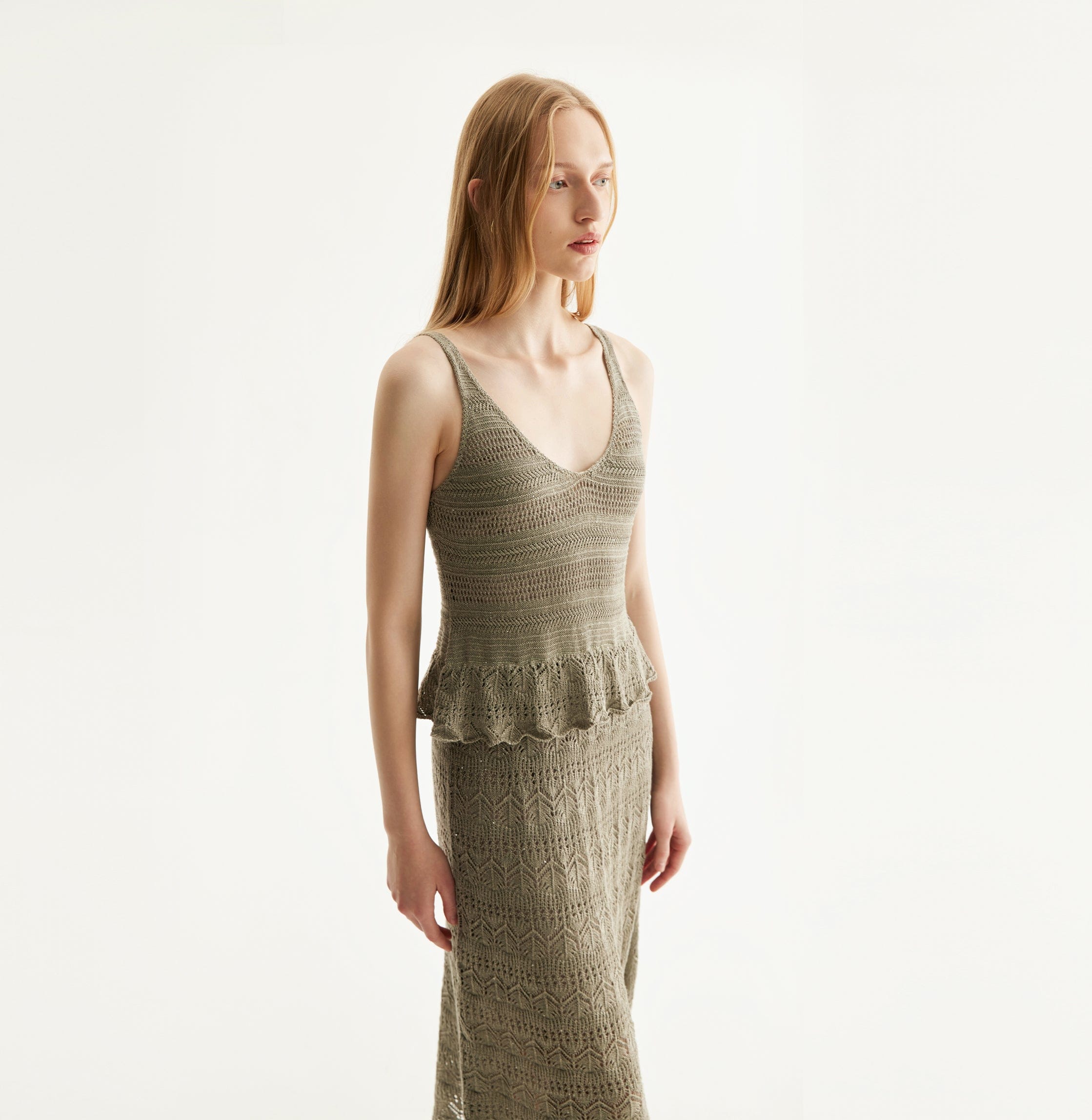 LINEN SEQUINED POINTELLE DRESS made by CRUSH Collection
