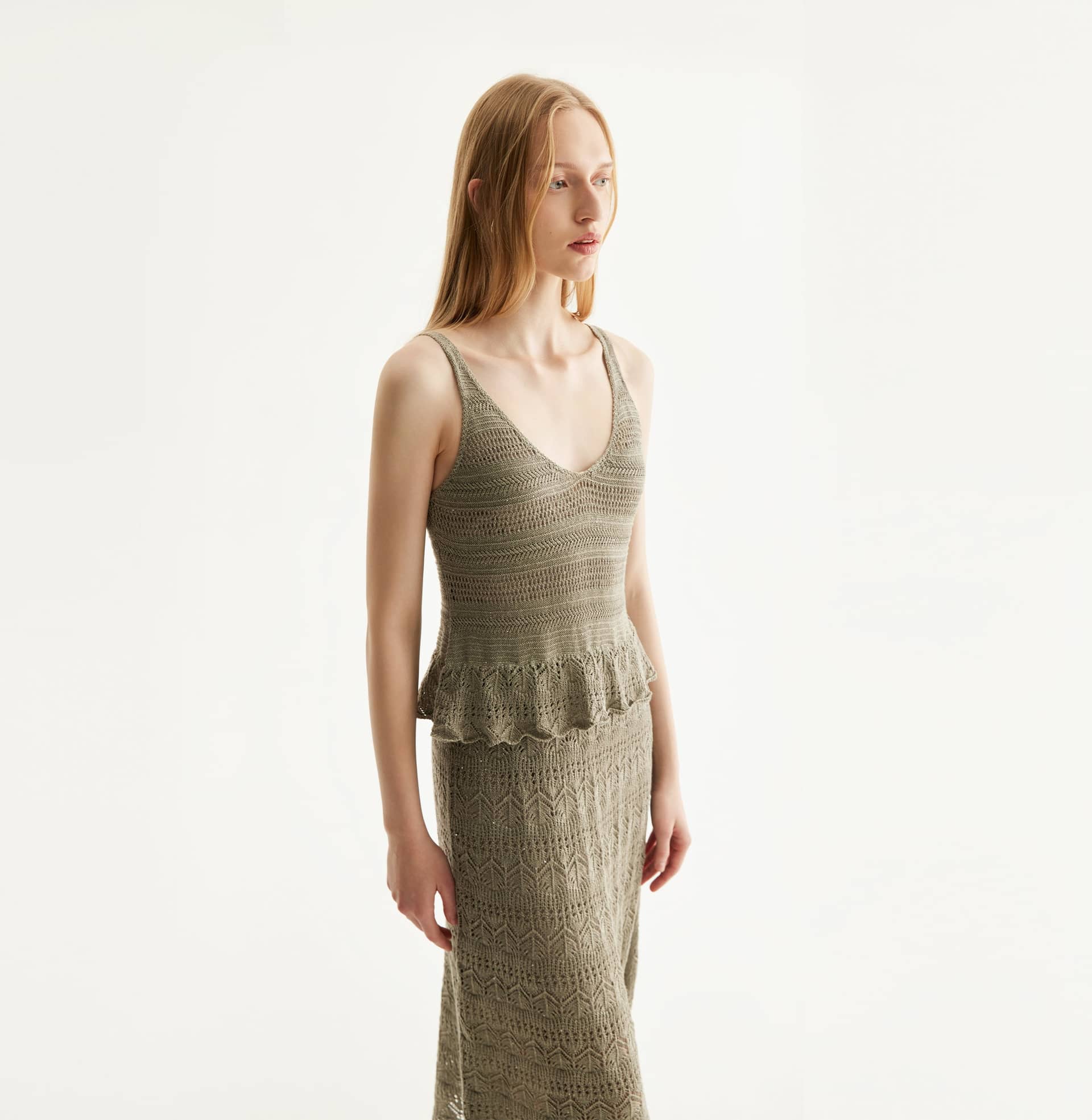 LINEN SEQUINED POINTELLE DRESS made by CRUSH Collection