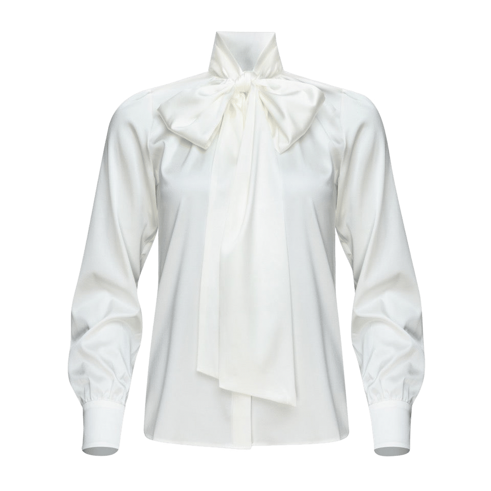 Silk Bow Blouse With Long Sleeves In Ivory made by Vesna W