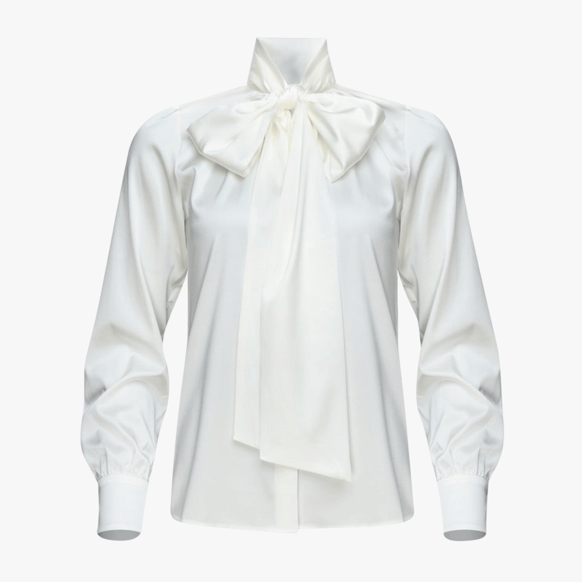 Silk Bow Blouse With Long Sleeves In Ivory made by Vesna W