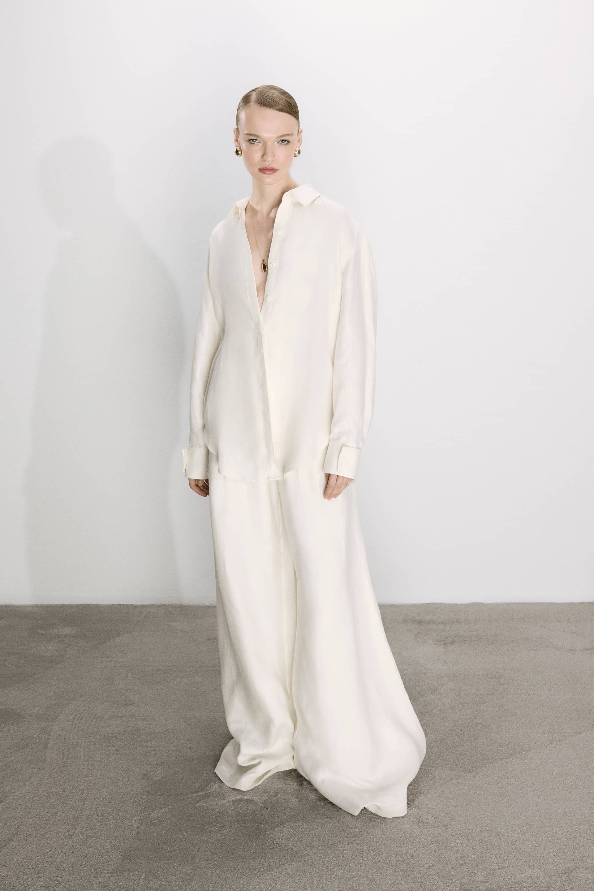 Ravenna Linen Shirt In White made by Nazli Ceren