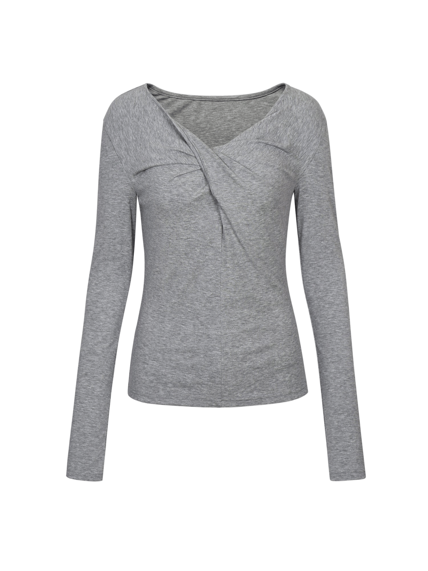 GREY TWISTED LONG JERSEY SLEEVE TOP made by YIBRI