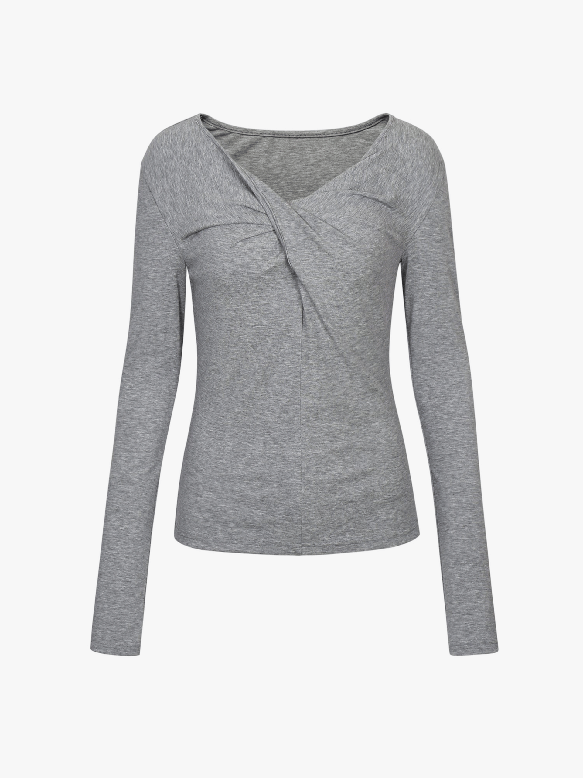 GREY TWISTED LONG JERSEY SLEEVE TOP made by YIBRI