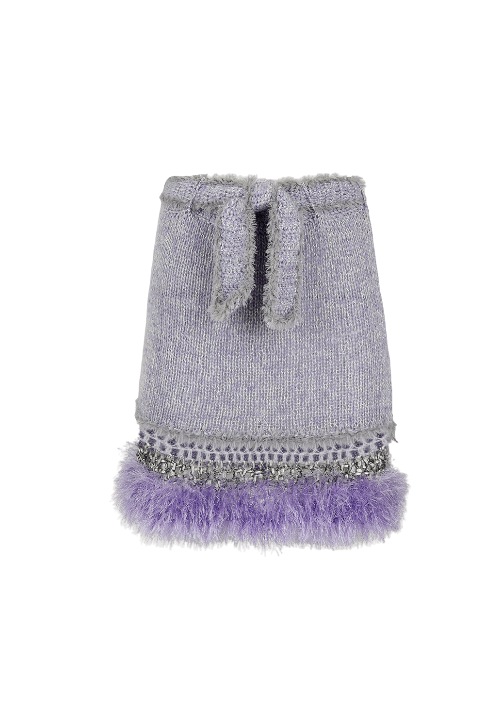Light Grey Handmade Knit Midi Skirt in Purple made by ANDREEVA