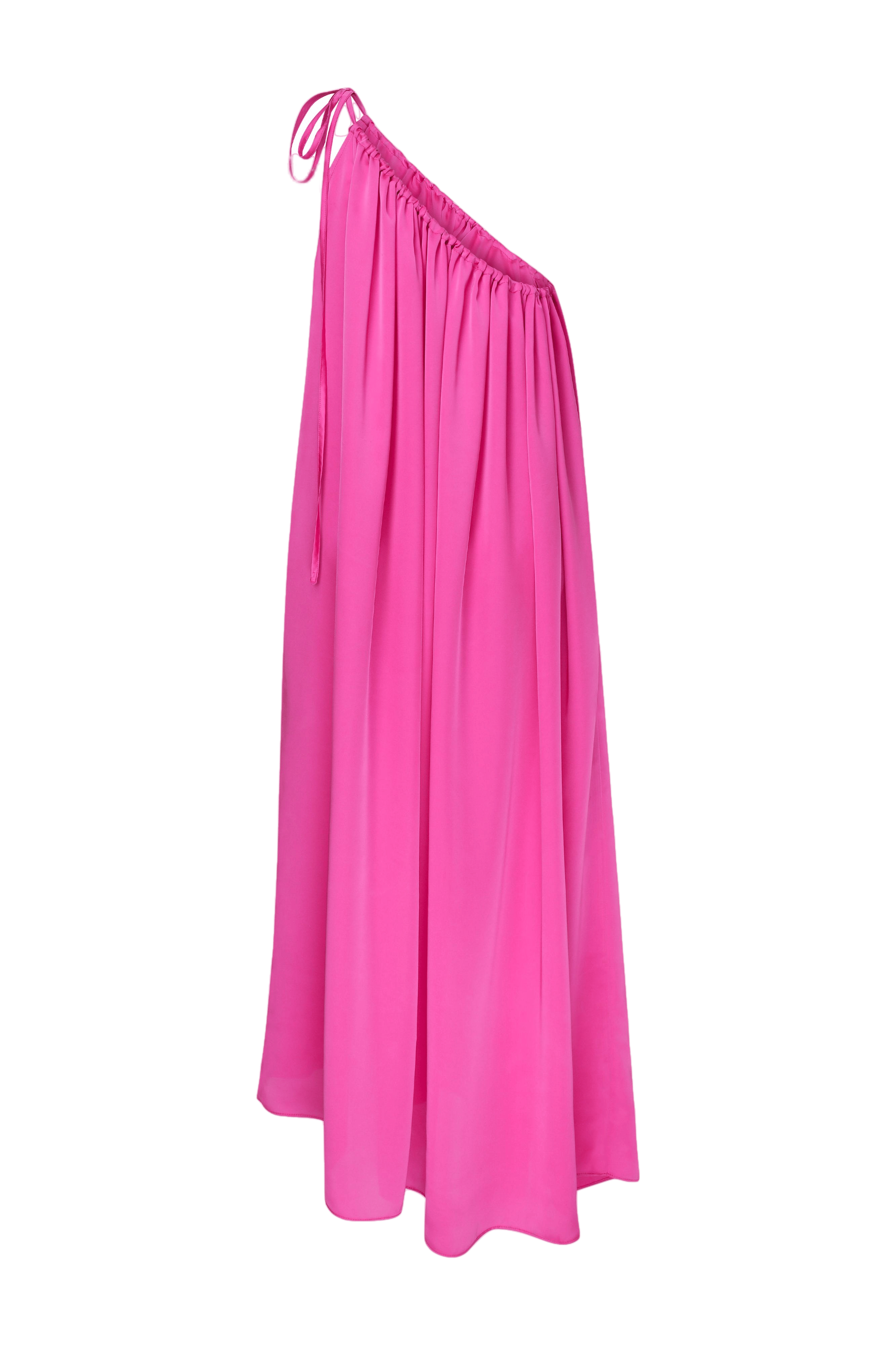 Chrissy One Shoulder Satin Maxi Dress in Pink made by Nazli Ceren
