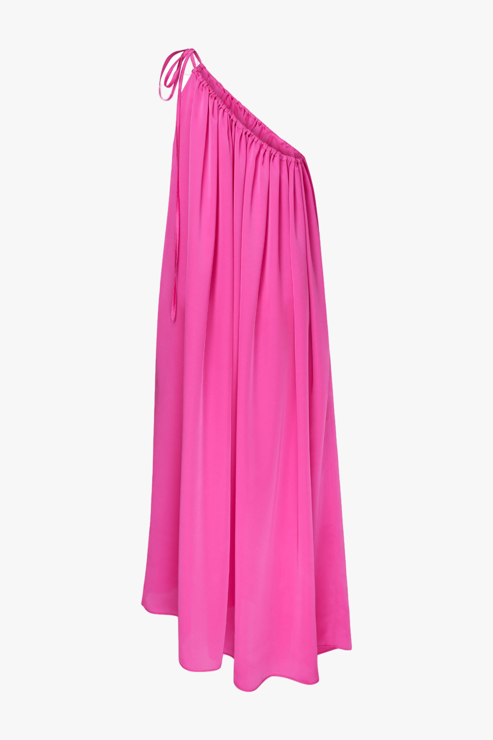 Chrissy One Shoulder Satin Maxi Dress in Pink made by Nazli Ceren