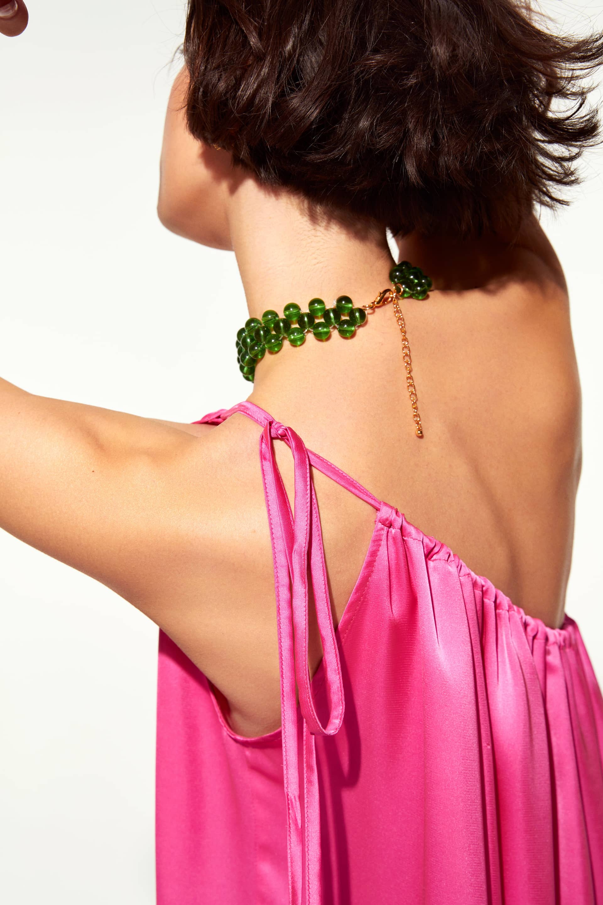 Chrissy One Shoulder Satin Maxi Dress in Pink made by Nazli Ceren