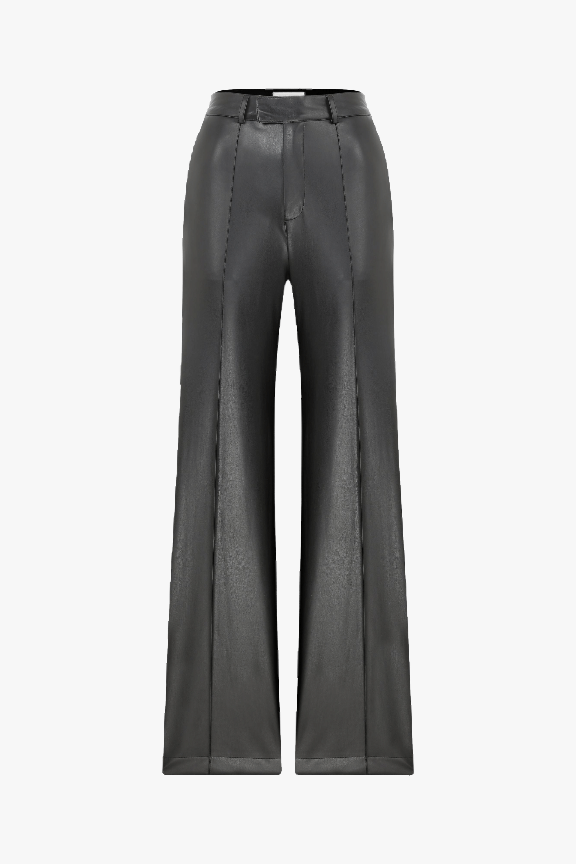 Millie Straight Cut Vegan Leather Trousers in Black made by Nazli Ceren