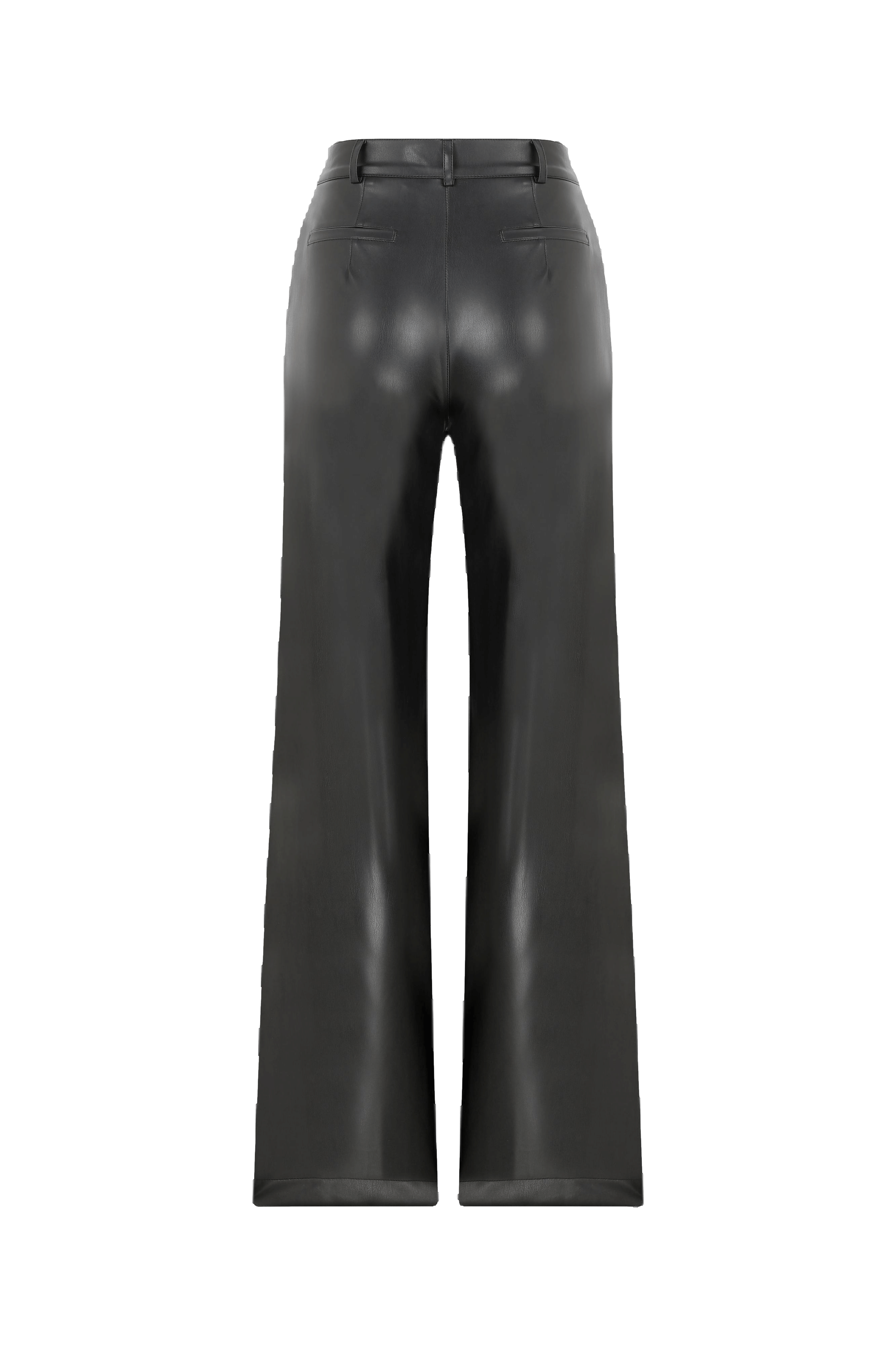 Millie Straight Cut Vegan Leather Trousers in Black made by Nazli Ceren
