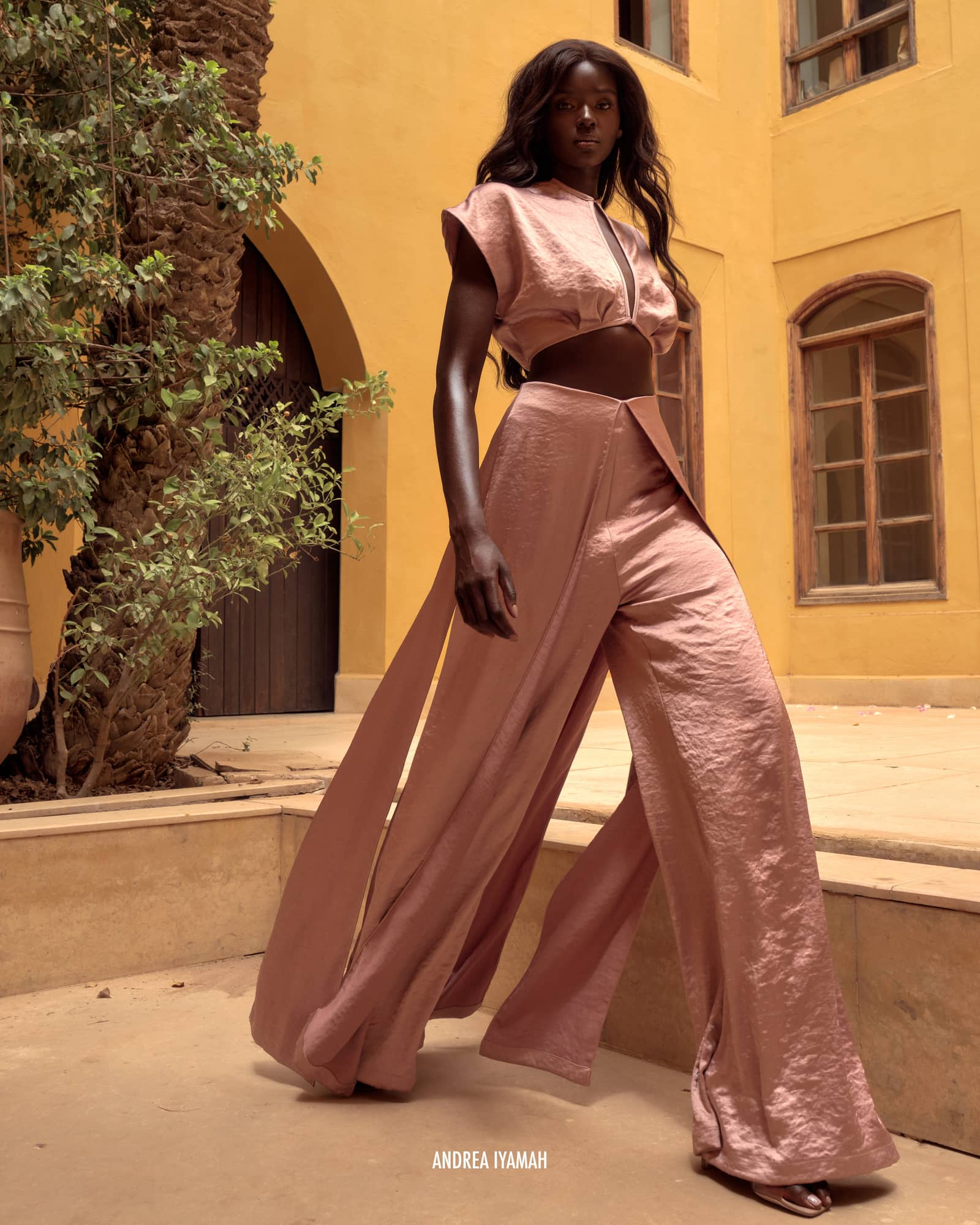 HAMI HIGH WAIST PANTS - PEARL PINK in Pink made by Andrea Iyamah