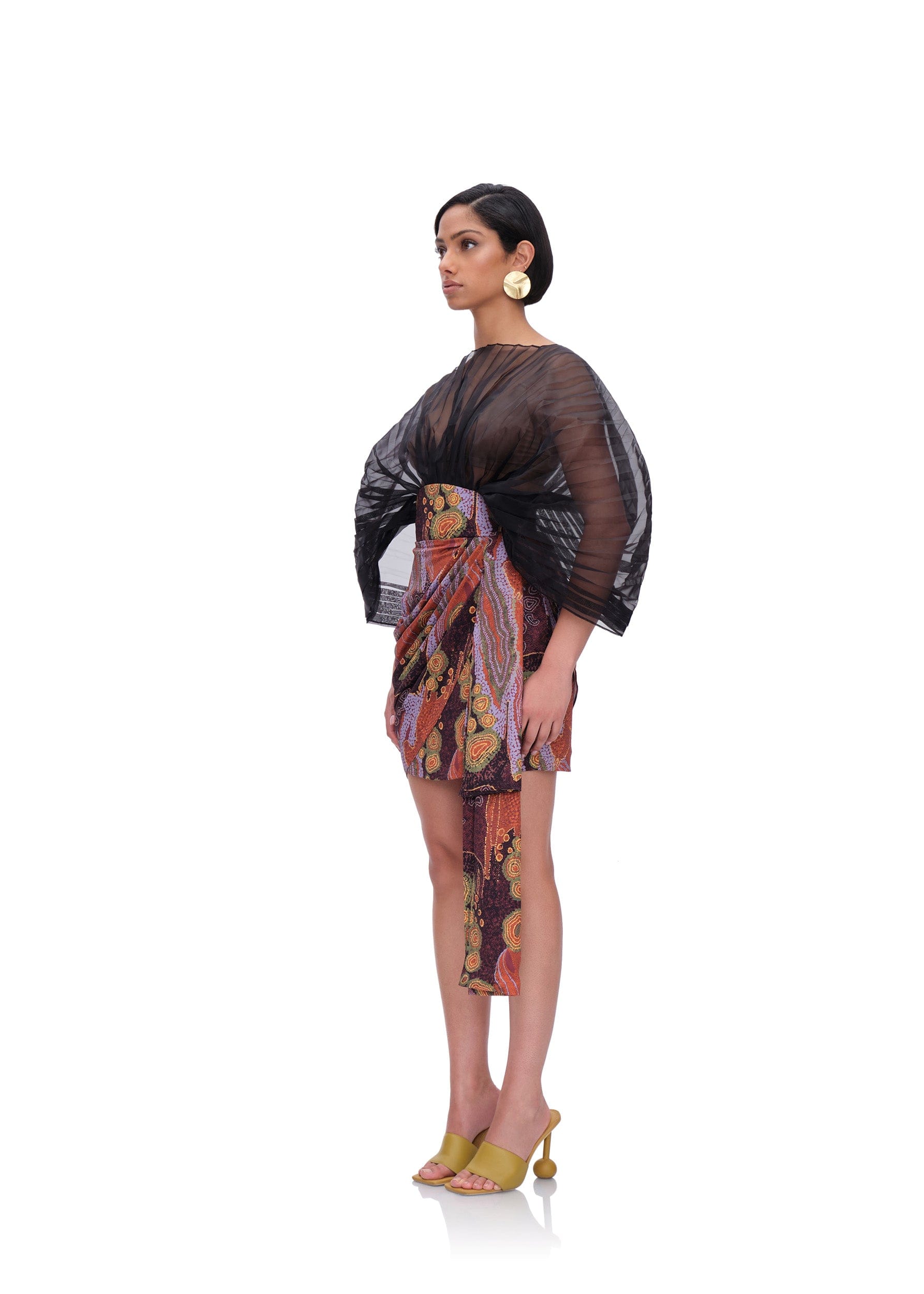 RIDA DRAPE MINI SKIRT - KAVA PRINT made by Andrea Iyamah