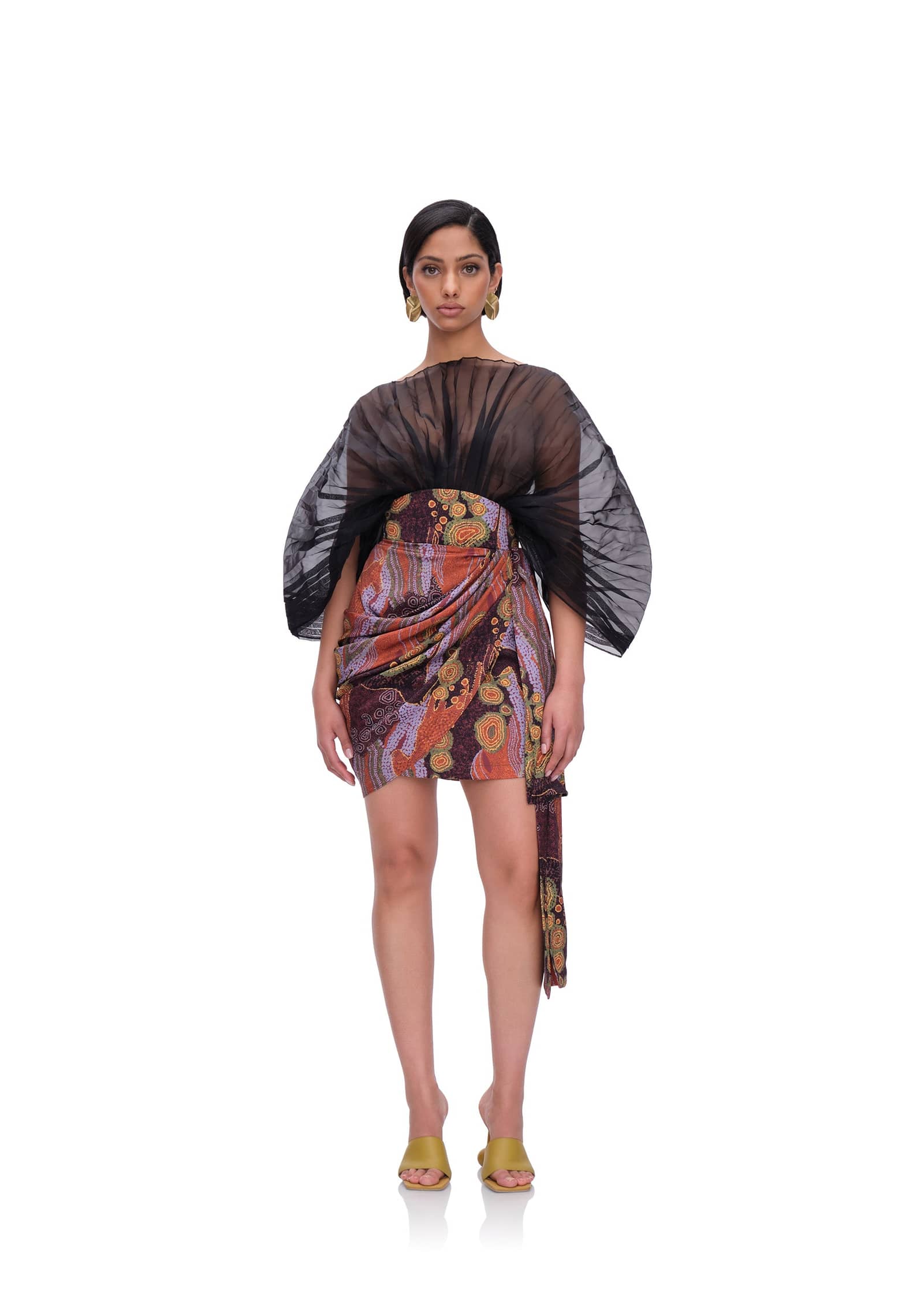 RIDA DRAPE MINI SKIRT - KAVA PRINT made by Andrea Iyamah