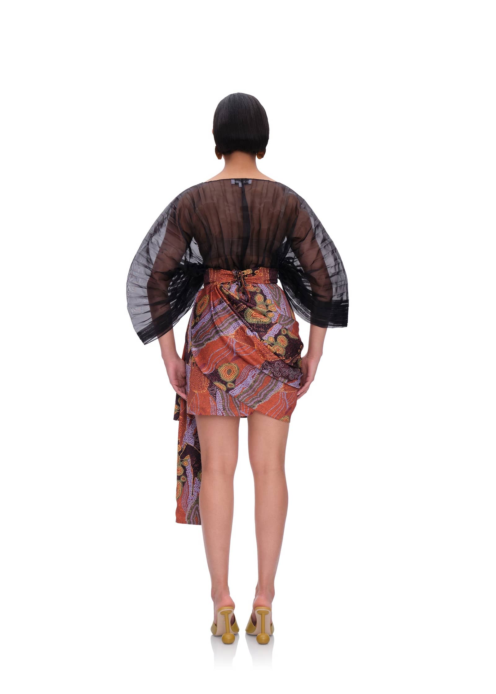 RIDA DRAPE MINI SKIRT - KAVA PRINT made by Andrea Iyamah