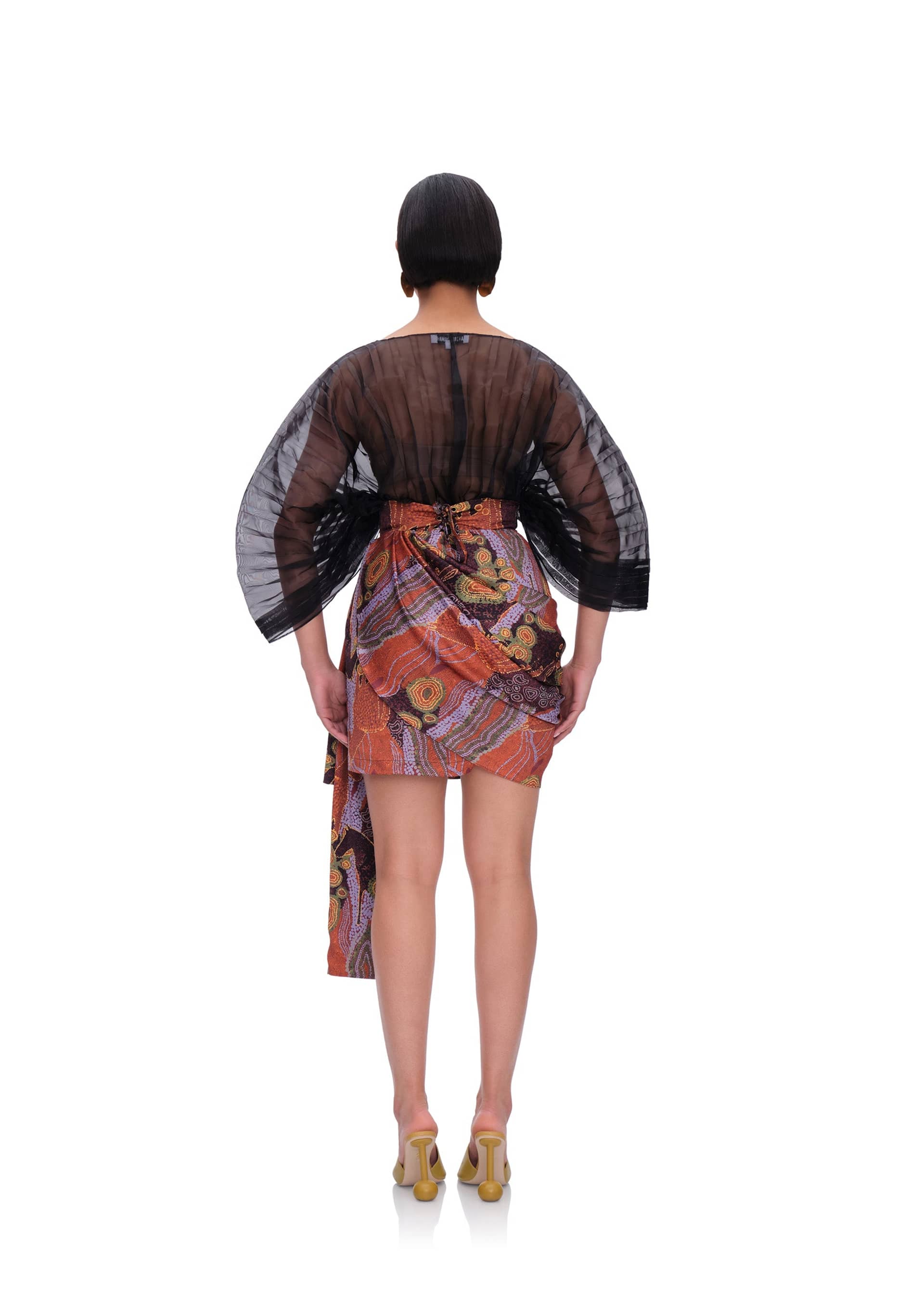 RIDA DRAPE MINI SKIRT - KAVA PRINT made by Andrea Iyamah