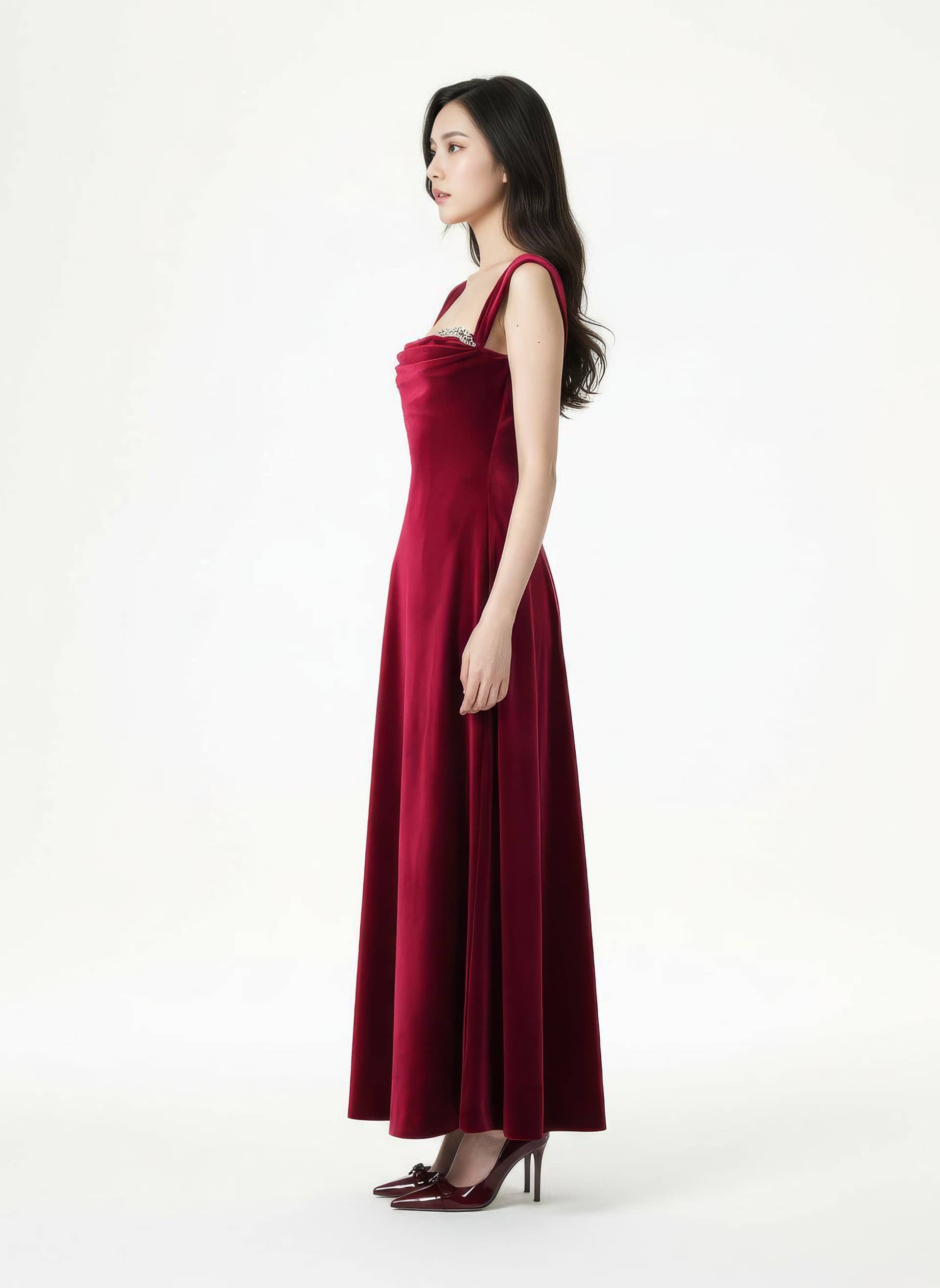 Belle Velvet Maxi Dress (Red) made by Nana Jacqueline