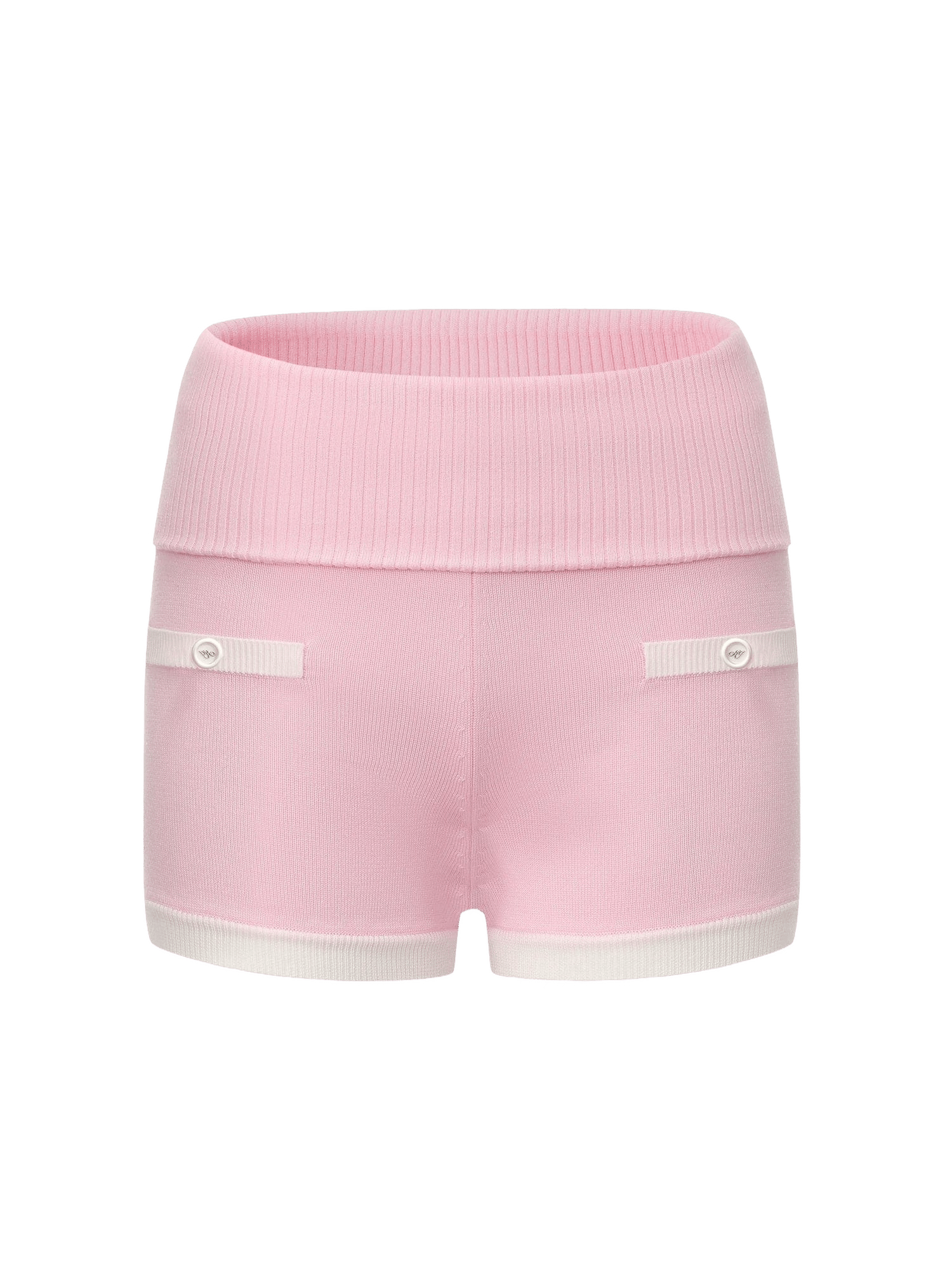 Millie Fold-Over Waistband Pink Knit Shorts made by Nana Jacqueline