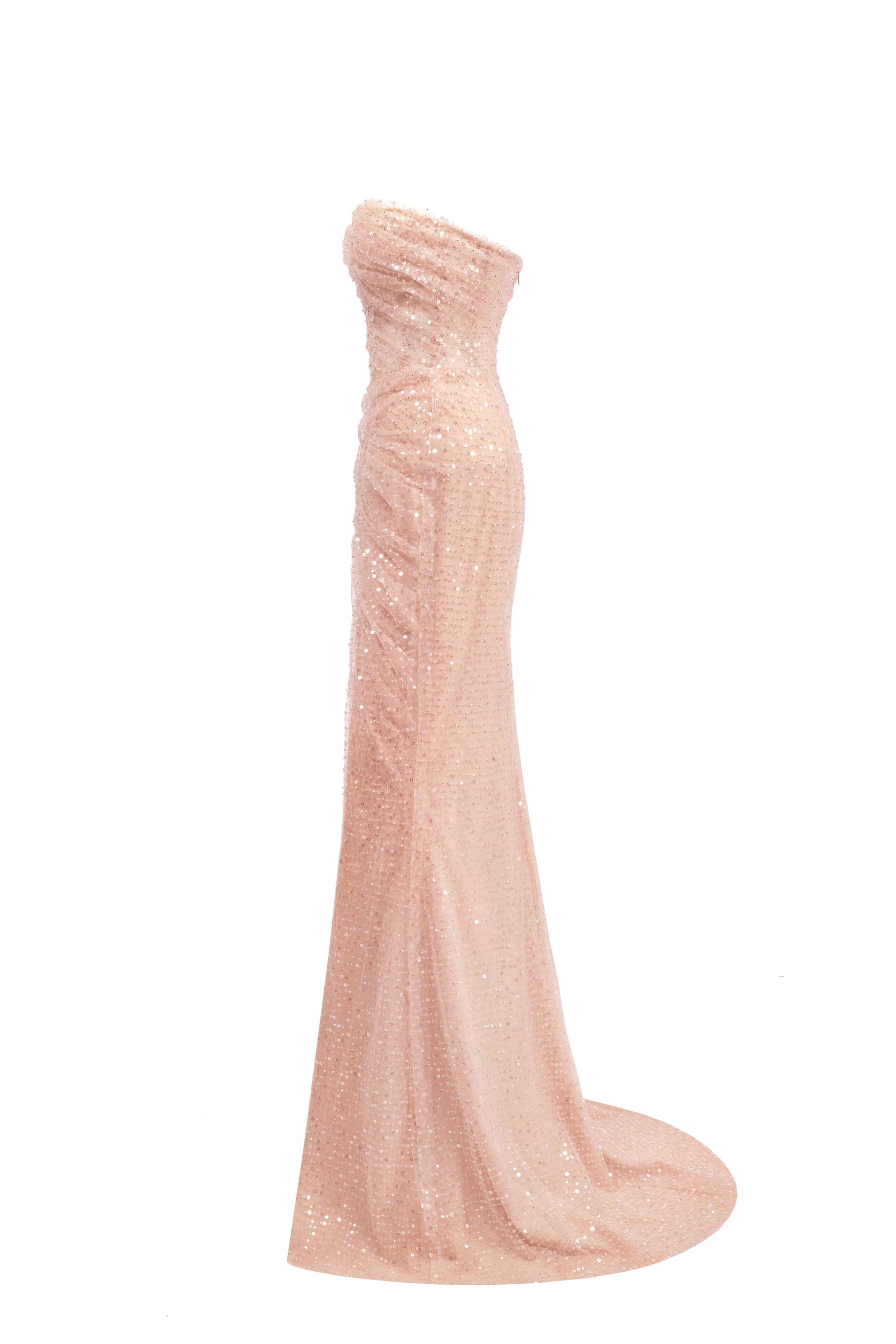 Spectacular sequined maxi dress in gold made by Milla