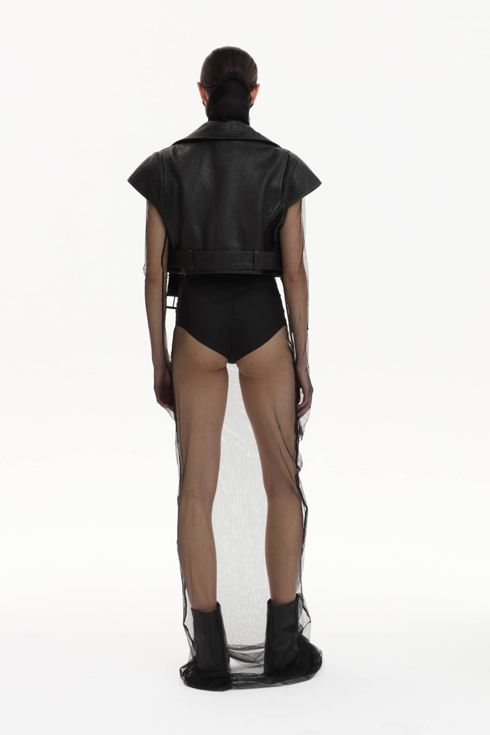 Cropped Biker Vest With Belt made by YAVORSKA