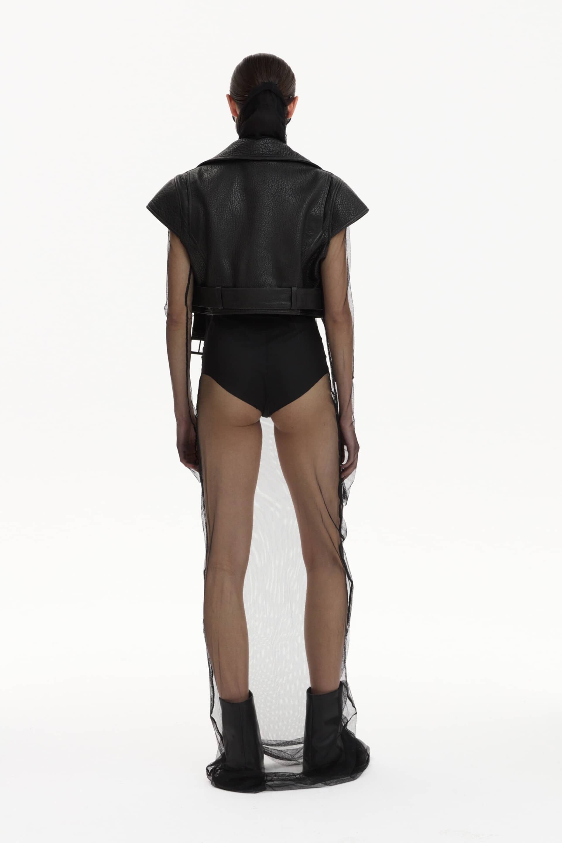 Cropped Biker Vest With Belt made by YAVORSKA