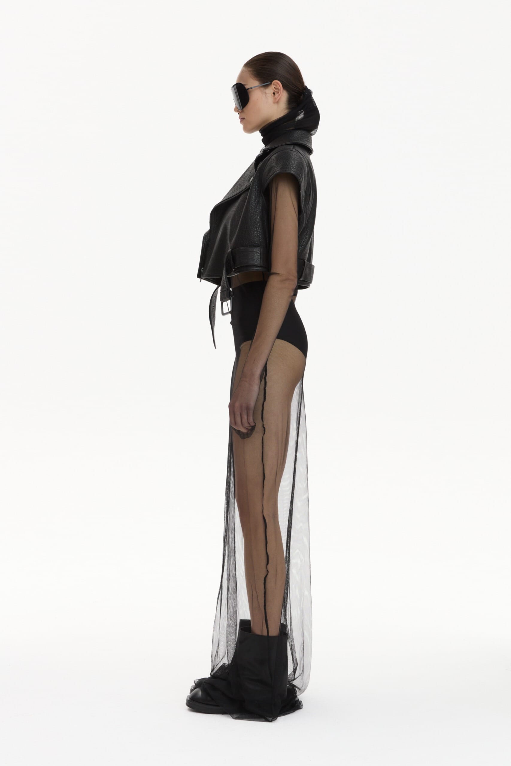 Cropped Biker Vest With Belt made by YAVORSKA