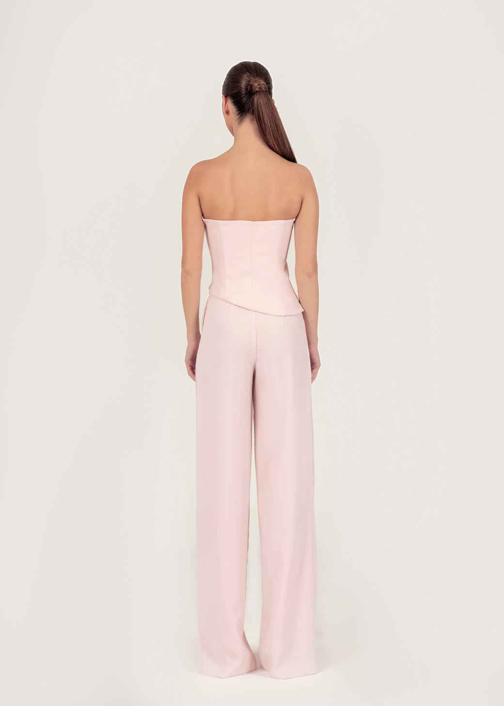 Crepe wide-leg pants in pink made by Monika Dimova