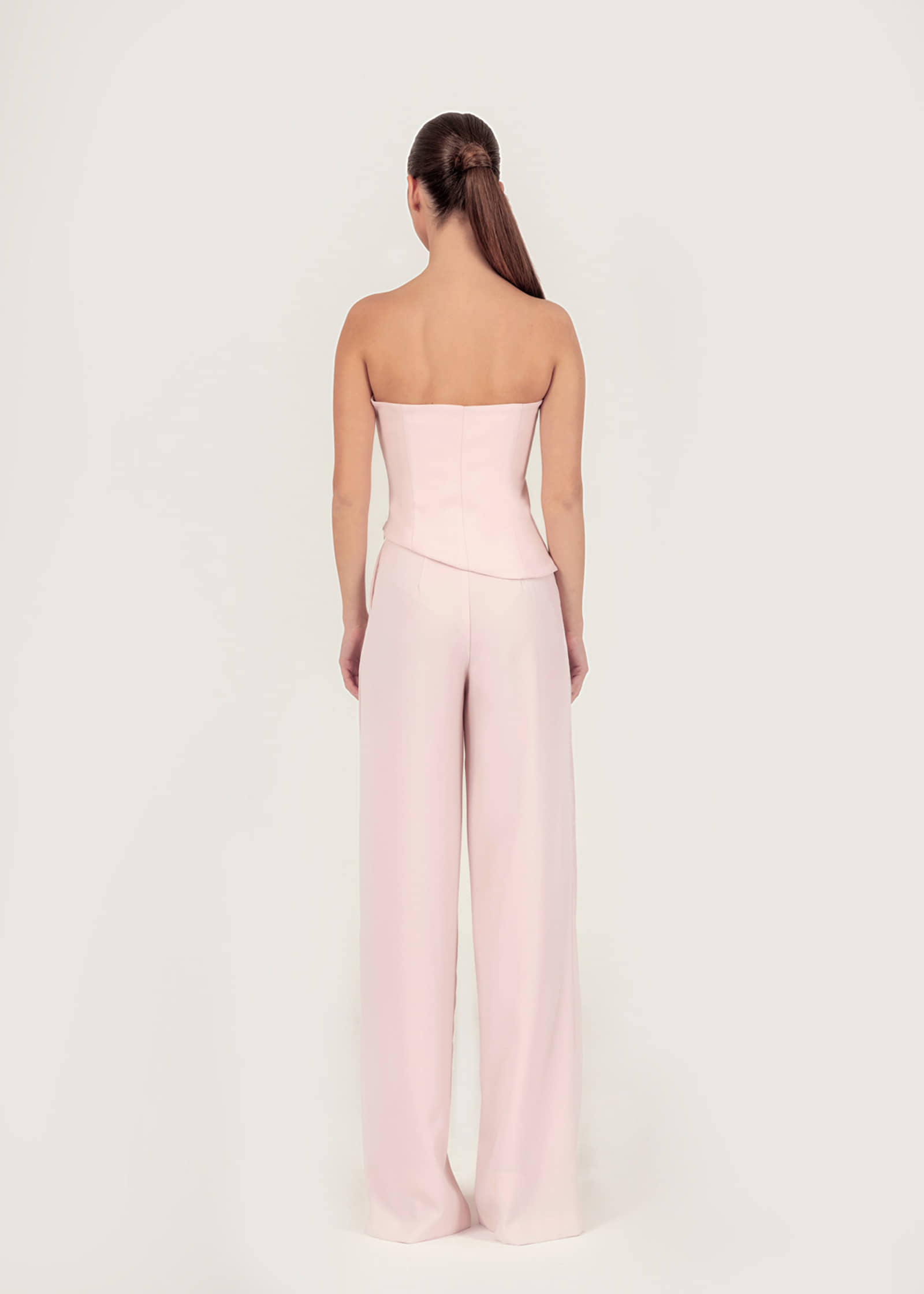 Crepe wide-leg pants in pink made by Monika Dimova